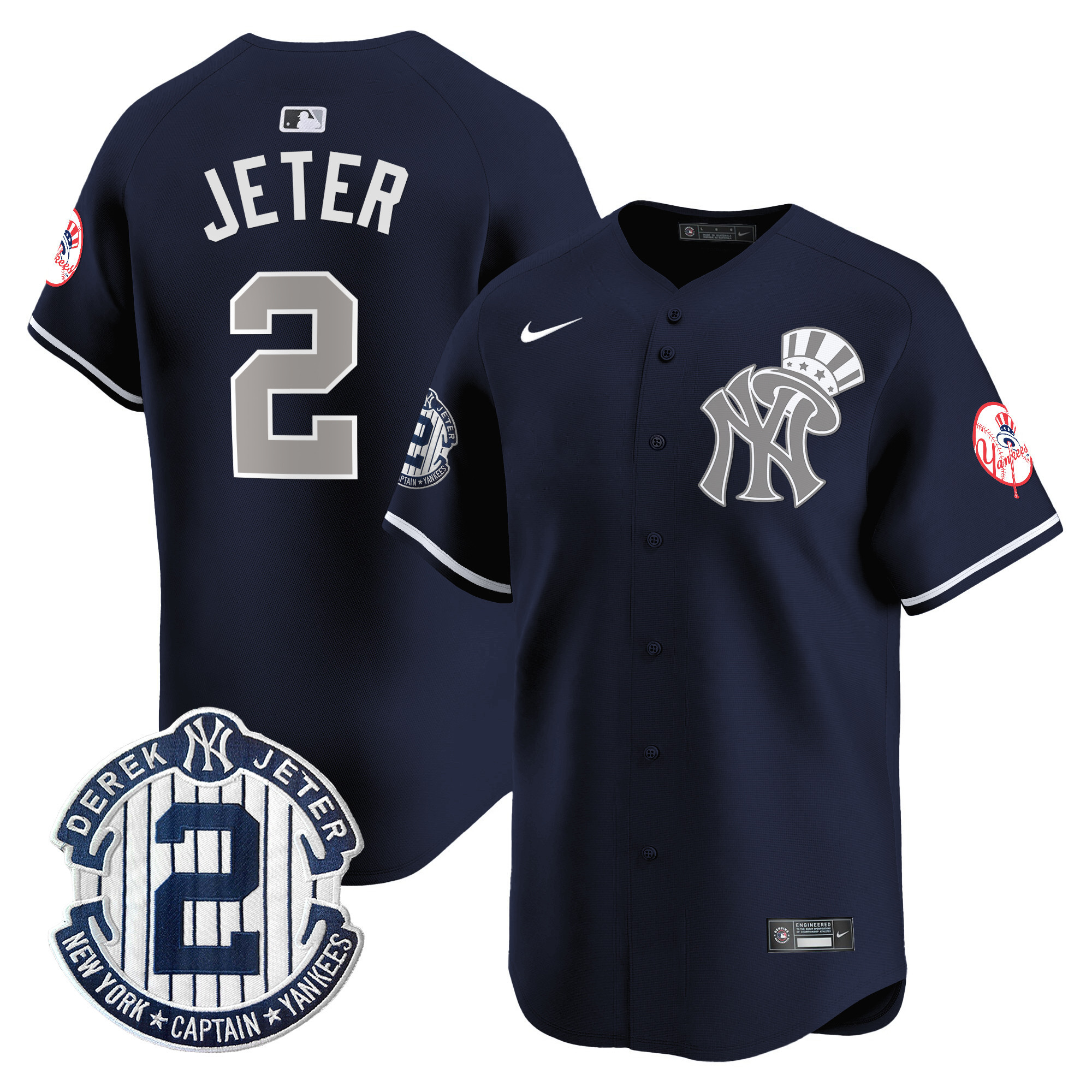 Men's Derek Jeter New York Yankees Derek Jeter Patch Vapor Premier Limited Alternate Jersey V2 - All Stitched