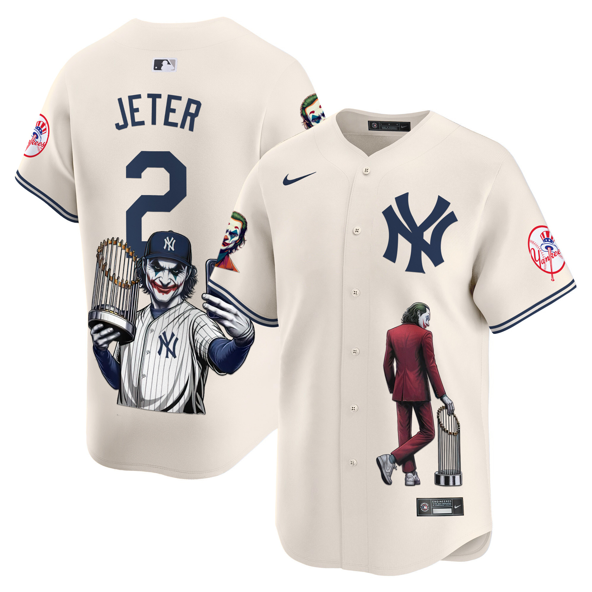 Men's Derek Jeter New York Yankees Joker Vapor Premier Limited Cream Jersey - Printed
