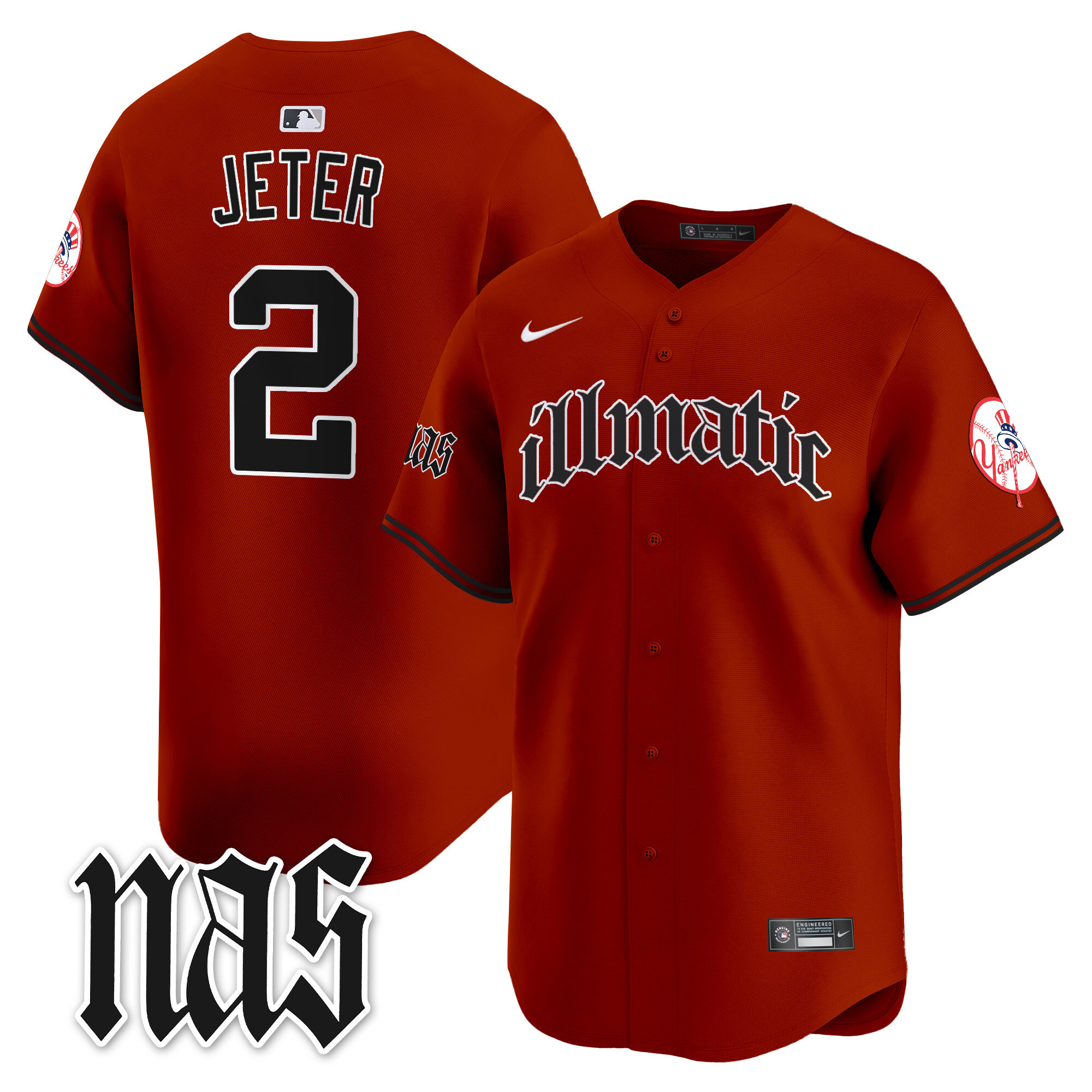 Men's Derek Jeter New York Yankees Nas Illmatic Vapor Premier Limited Illmatic Jersey - All Stitched