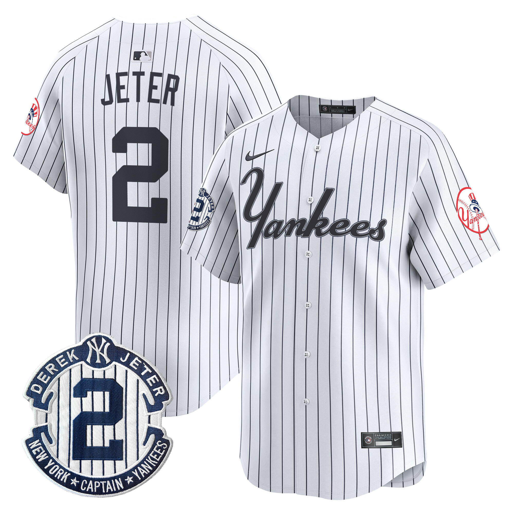 Men's Derek Jeter New York Yankees Throwback Vapor Premier Limited Pinstripe Jersey - All Stitched