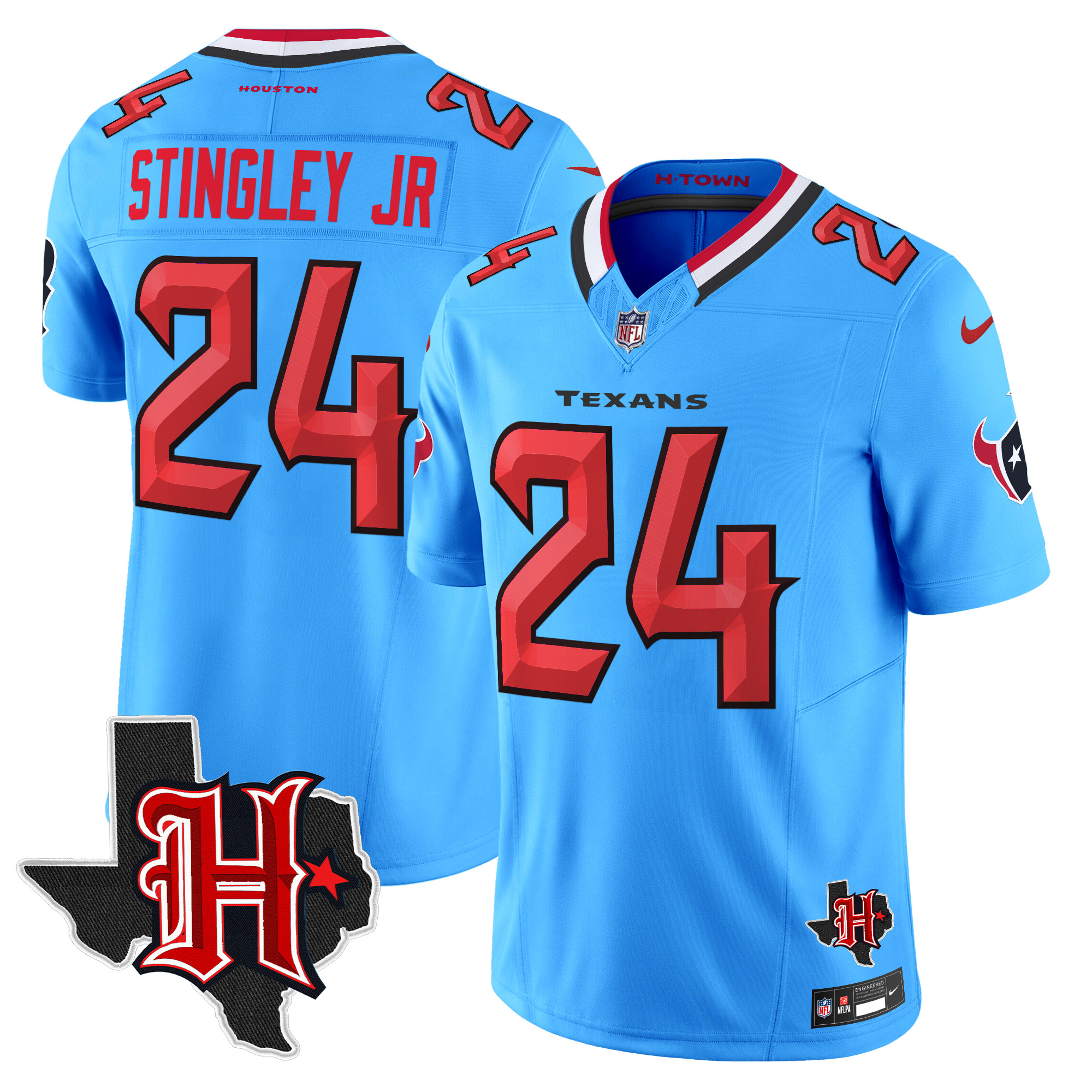 Men's Derek Stingley Jr. Houston Texans 2024 Texas Patch Vapor Limited Blue Jersey - All Stitched