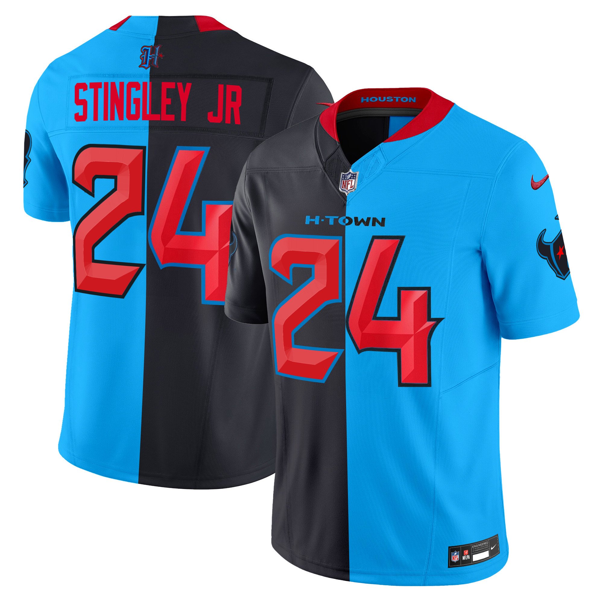 Men's Derek Stingley Jr. Houston Texans 2024 Vapor Limited Blue Split Jersey - All Stitched