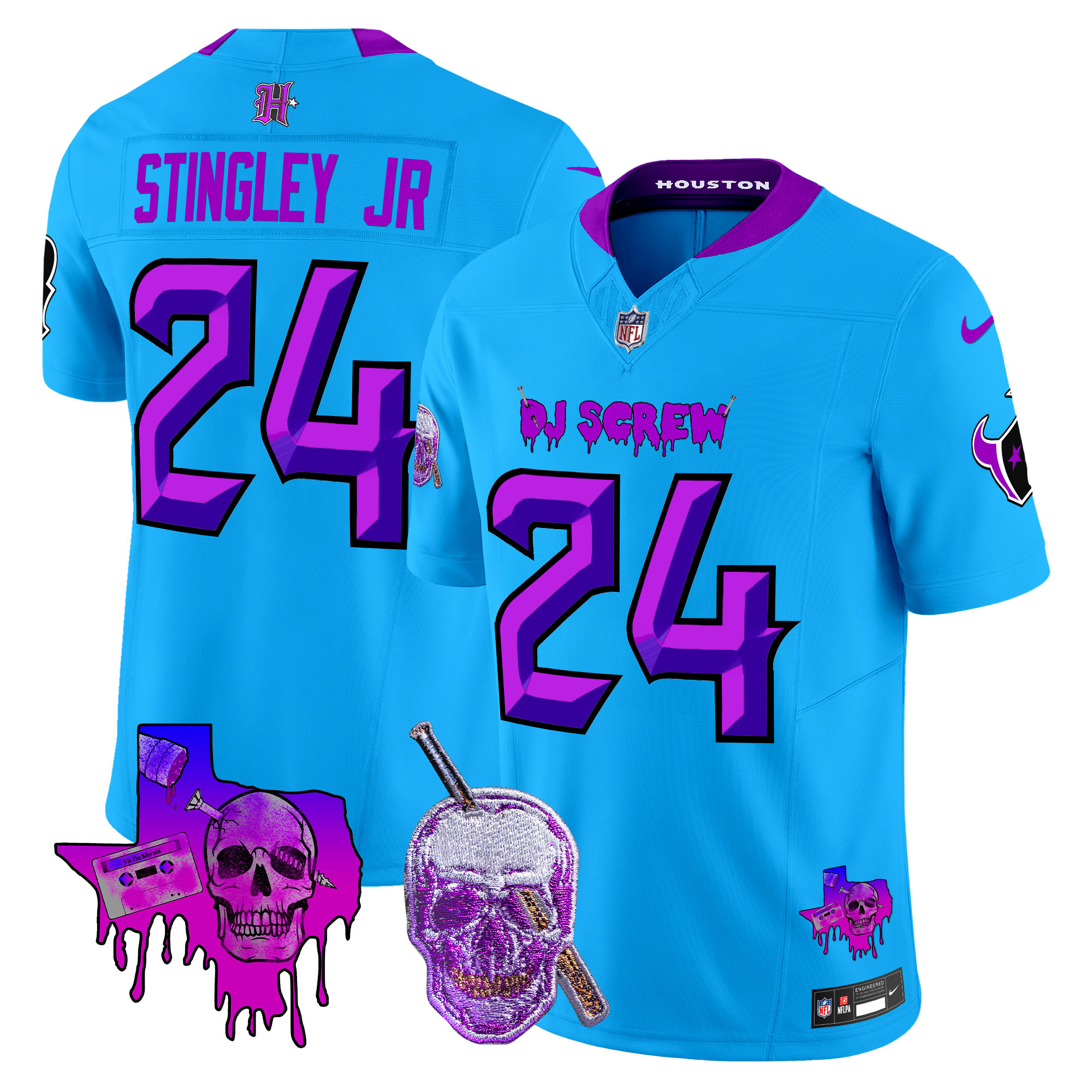 Men's Derek Stingley Jr. Houston Texans DJ Screw Vapor Limited Blue Jersey - All Stitched