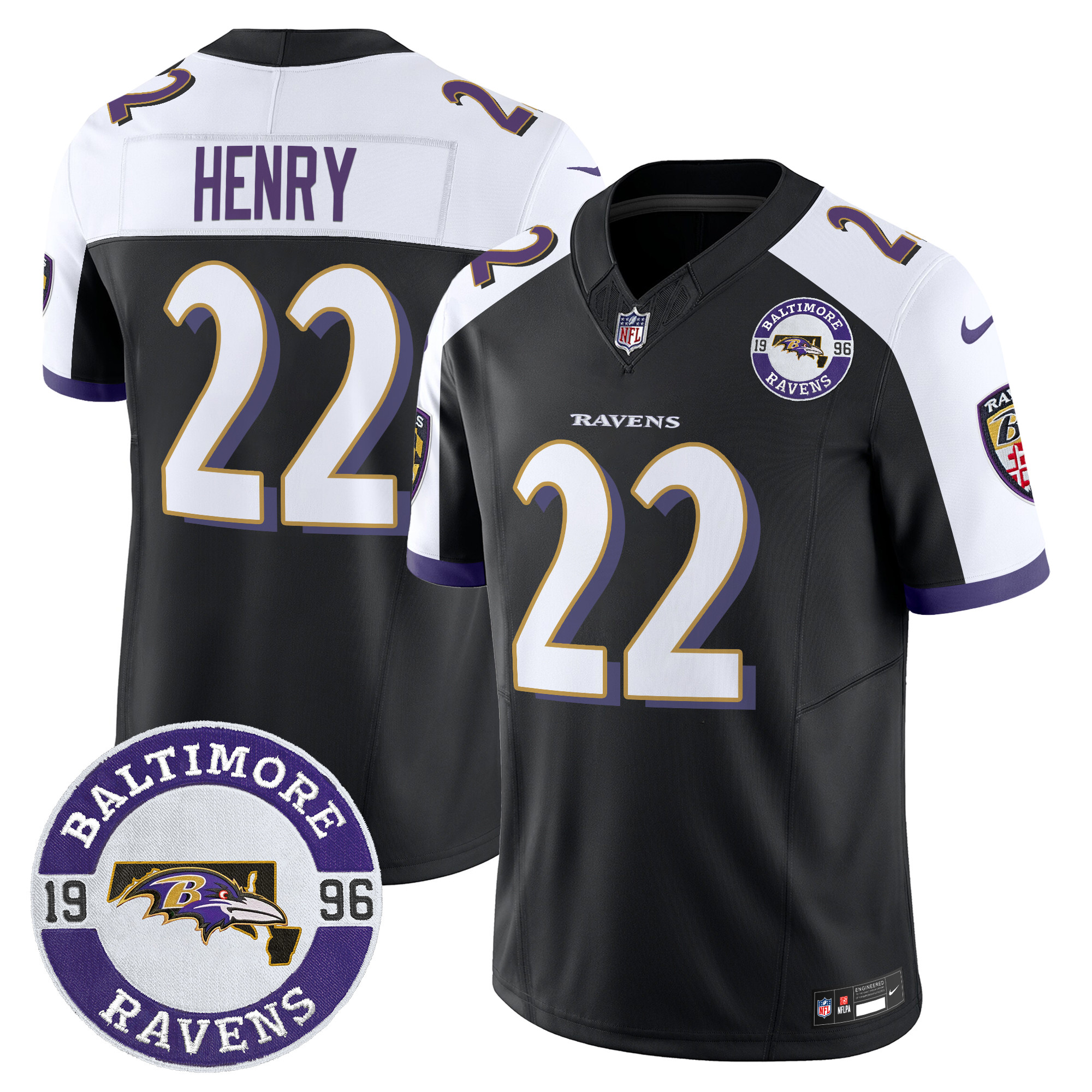 Men's Derrick Henry Baltimore Ravens 2024 Vapor Limited Black Alternate Jersey - All Stitched