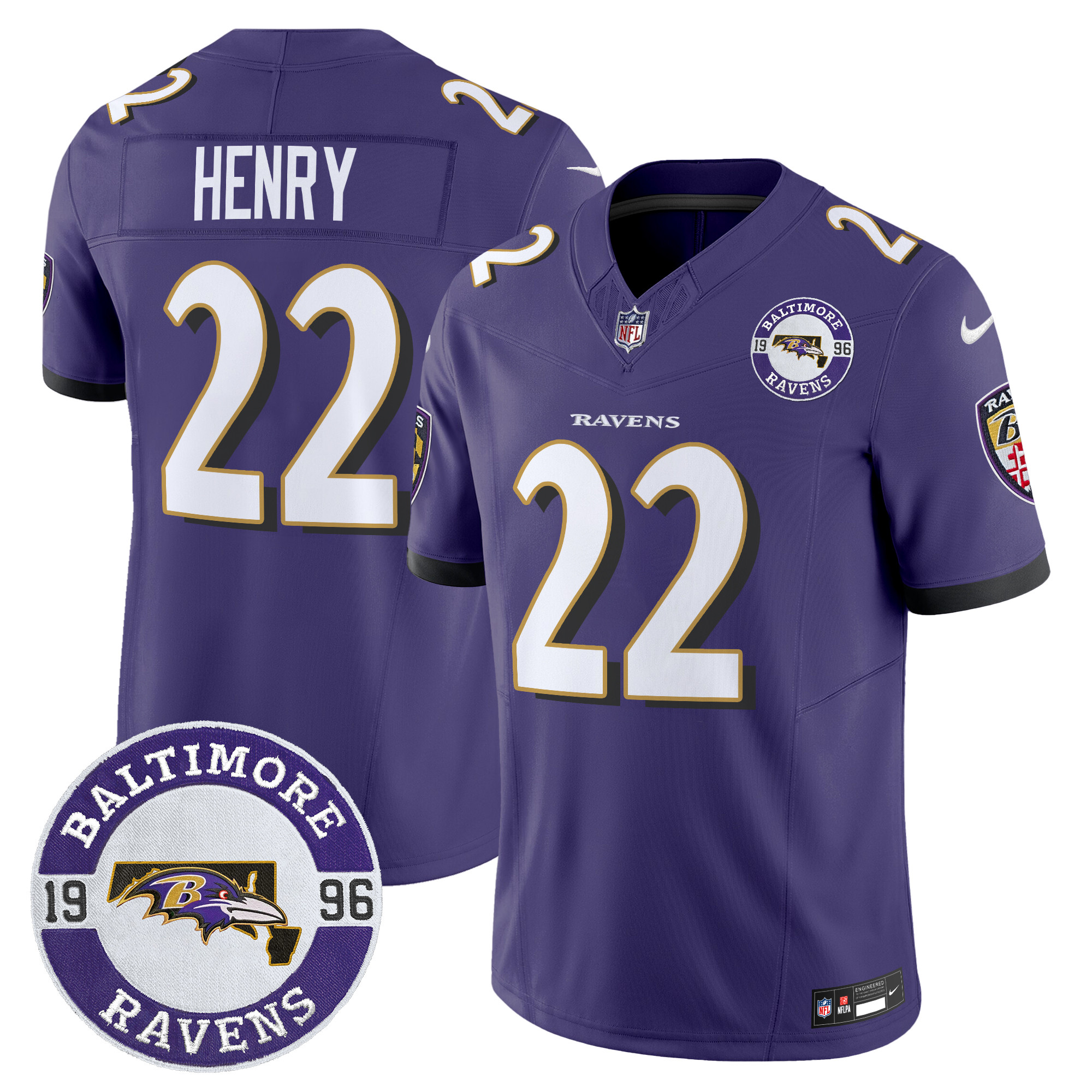 Men's Derrick Henry Baltimore Ravens 2024 Vapor Limited Purple Jersey - All Stitched