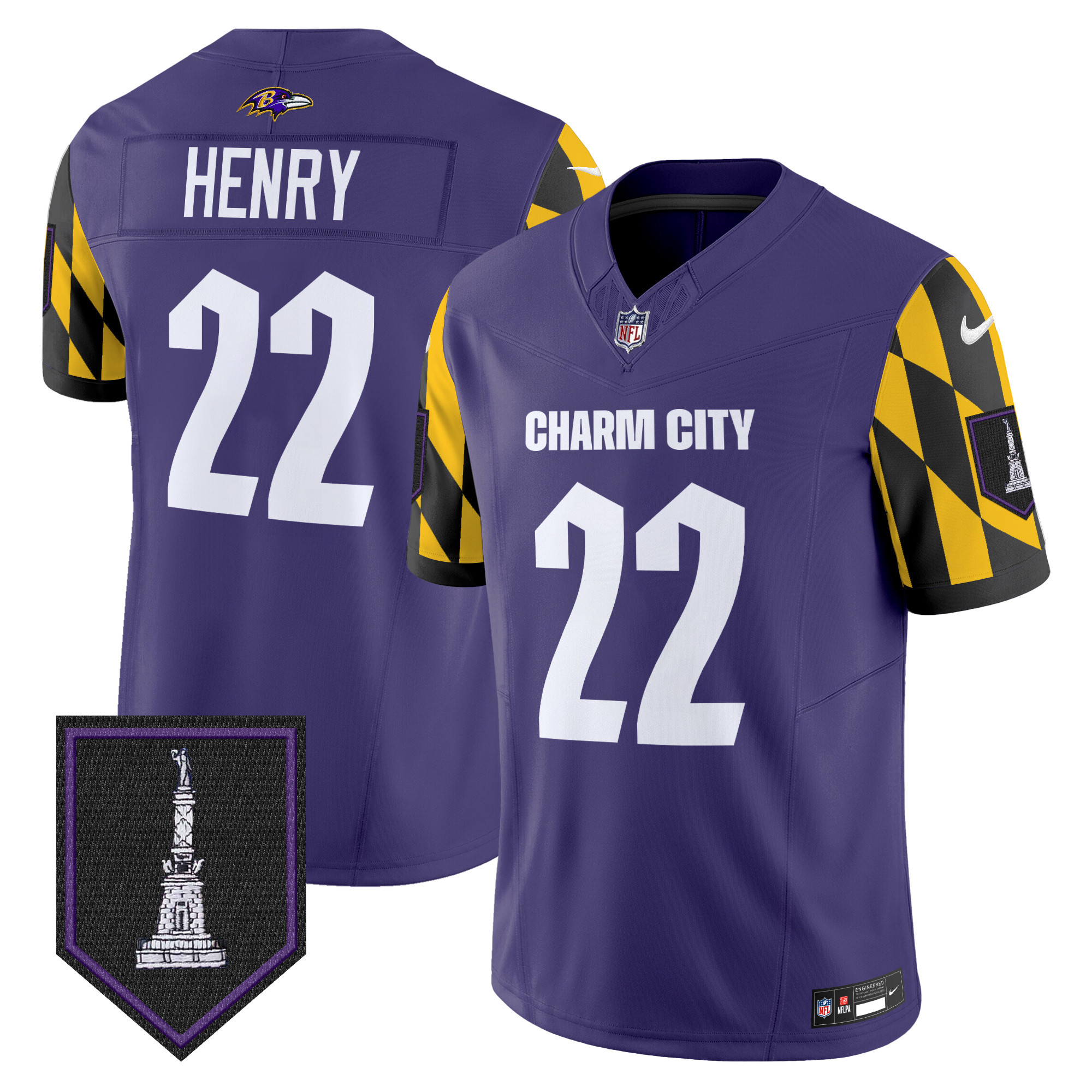Men's Derrick Henry Baltimore Ravens City Edition Patch Vapor Limited Purple Jersey - All Stitched