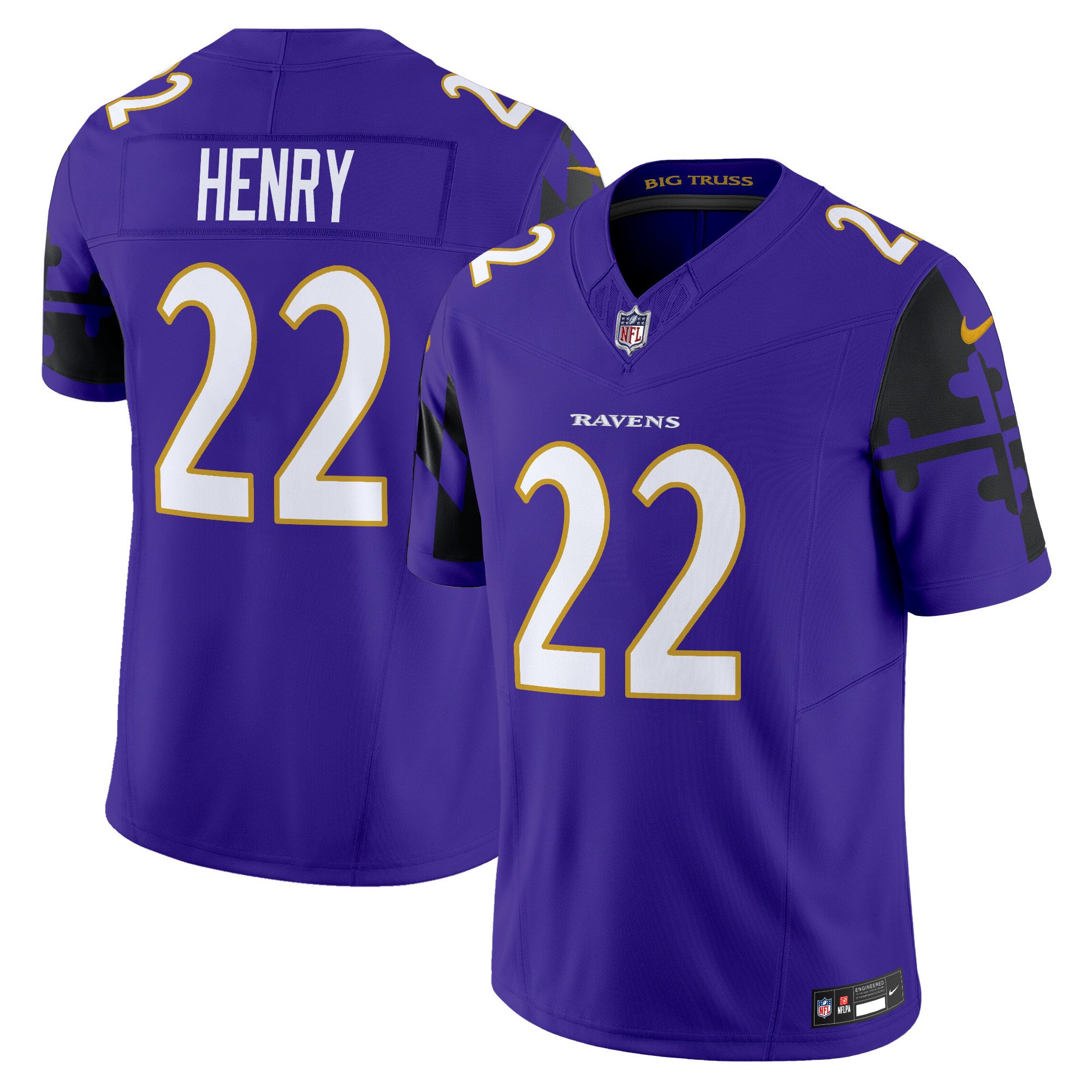 Men's Derrick Henry Baltimore Ravens Maryland Flag Vapor Limited Purple Jersey - All Stitched