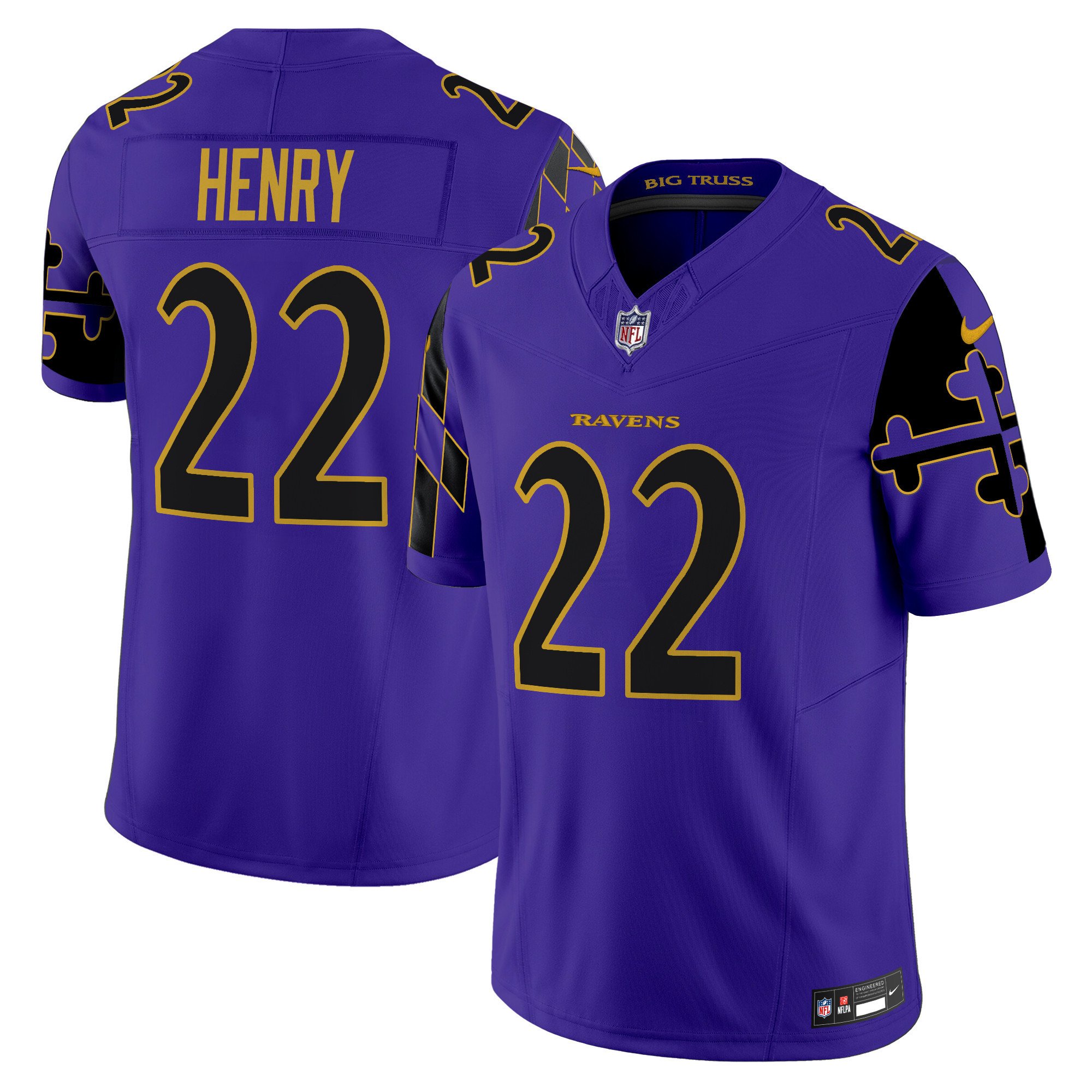 Men's Derrick Henry Baltimore Ravens Maryland Flag Vapor Limited Purple Limited Jersey - All Stitched