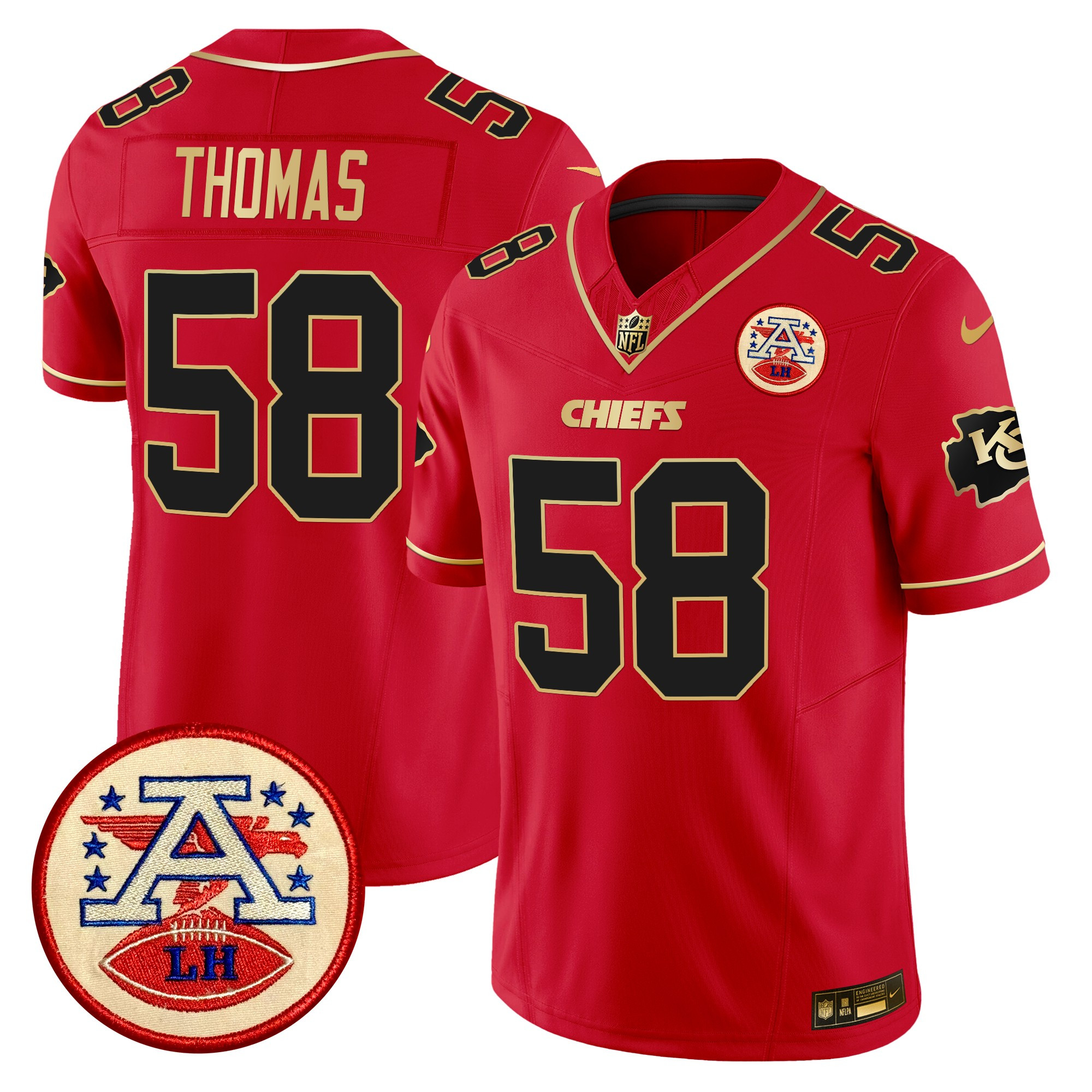 Men's Derrick Thomas Kansas City Chiefs 2024 Lamar Hunt Patch Vapor Limited Red Special Jersey - All Stitched