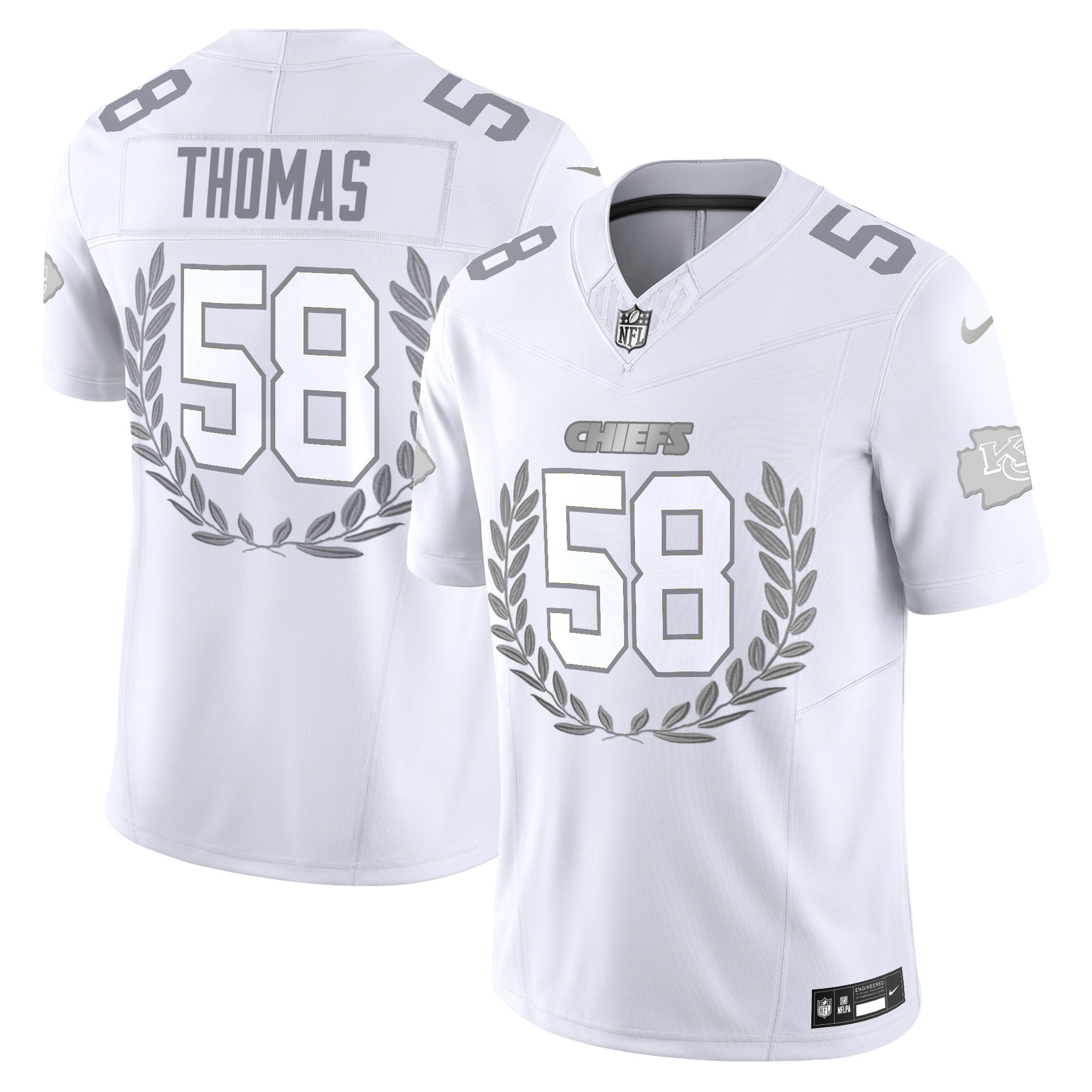 Men's Derrick Thomas Kansas City Chiefs Platinum MVP Vapor Limited Jersey - All Stitched