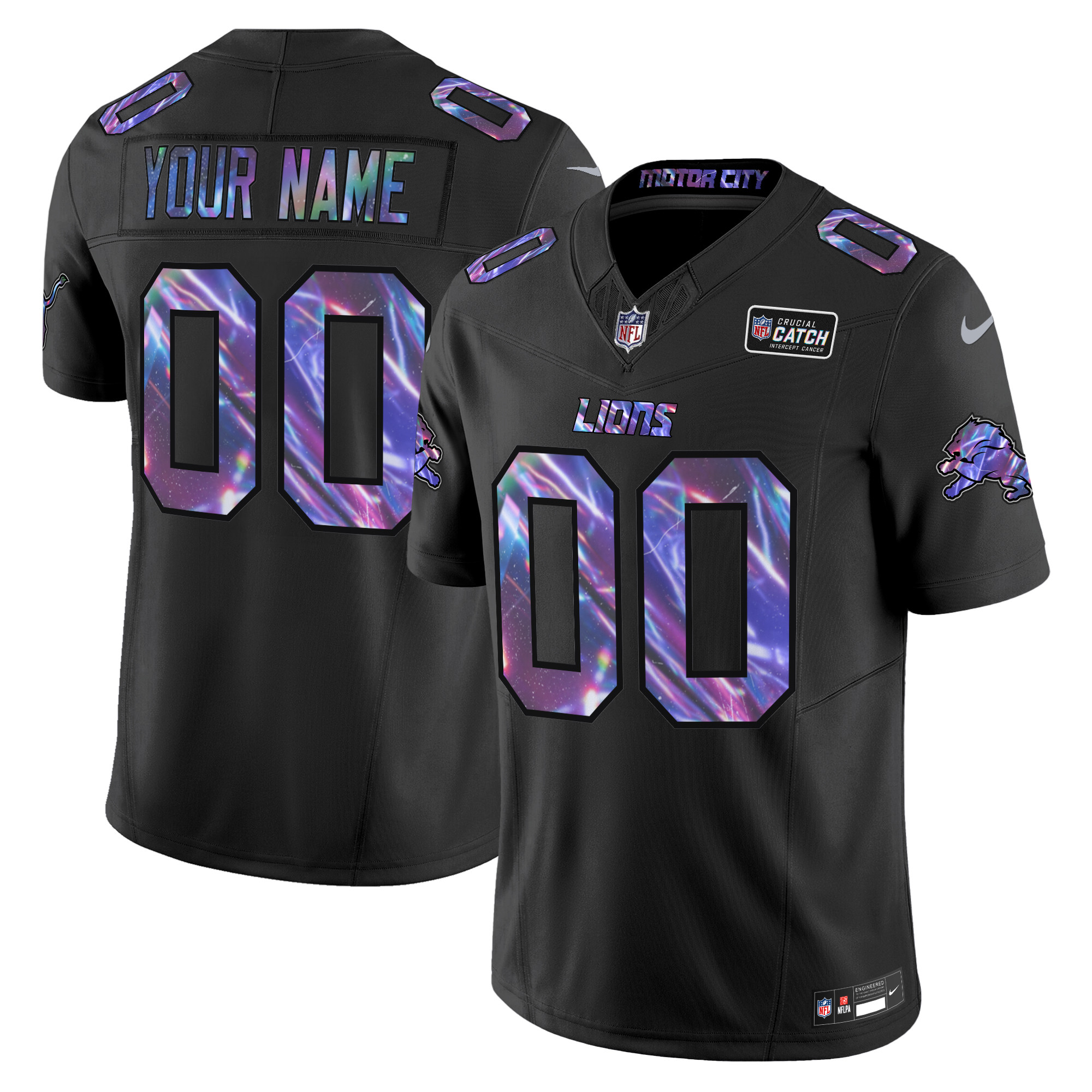Men's Detroit Lions 2024 Crucial Catch Vapor Limited Custom Black Jersey - All Stitched