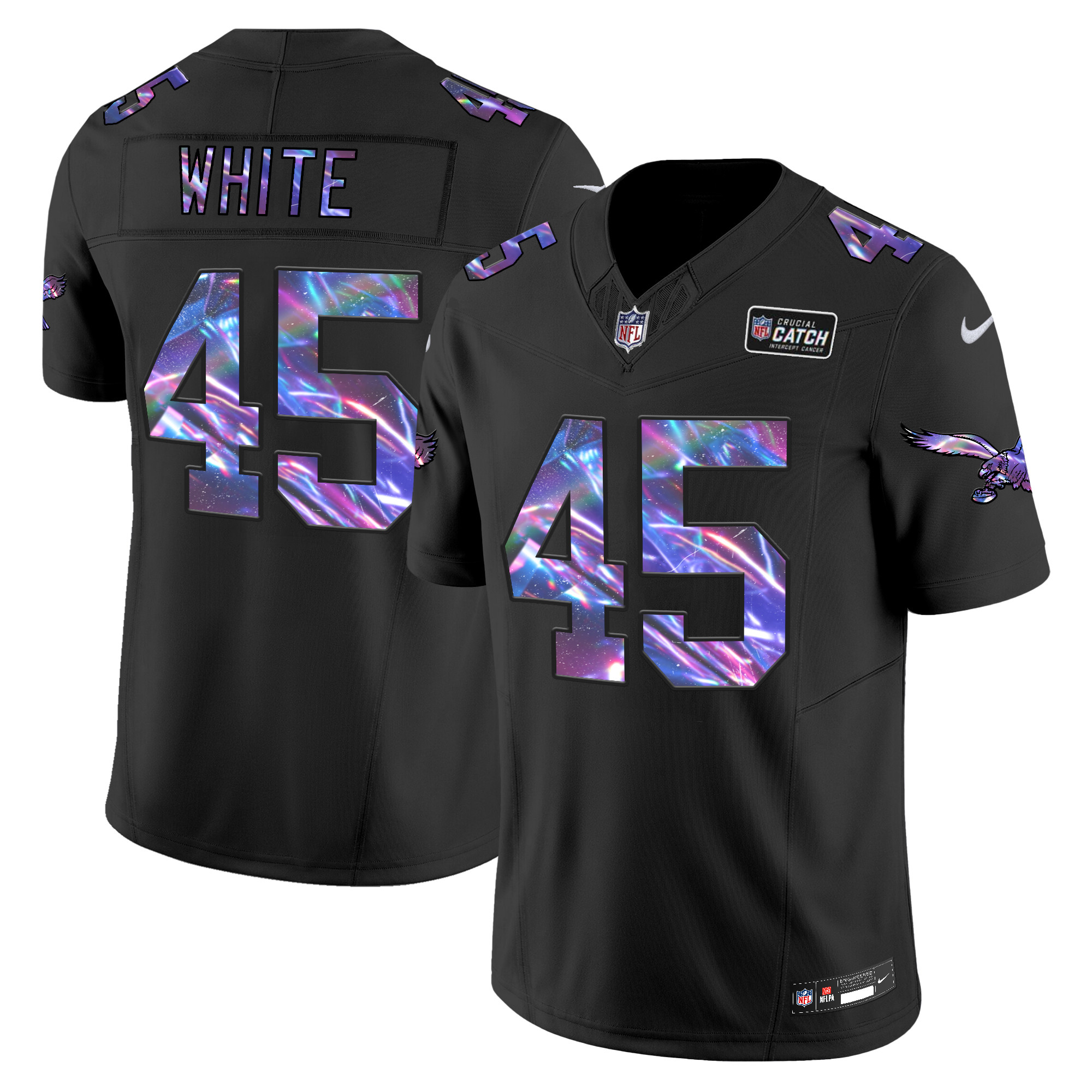 Men's Devin White Philadelphia Eagles 2024 Crucial Catch Vapor Limited Black Jersey - All Stitched