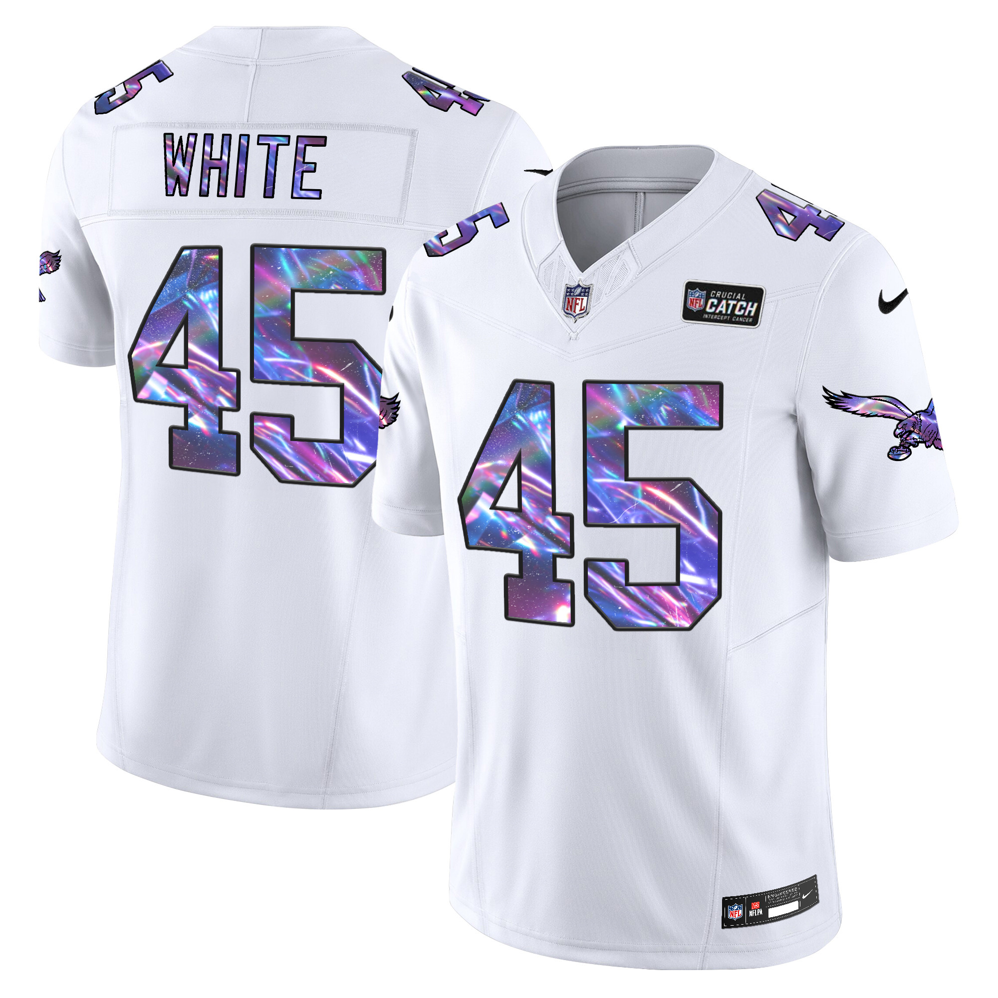 Men's Devin White Philadelphia Eagles 2024 Crucial Catch Vapor Limited White Jersey - All Stitched