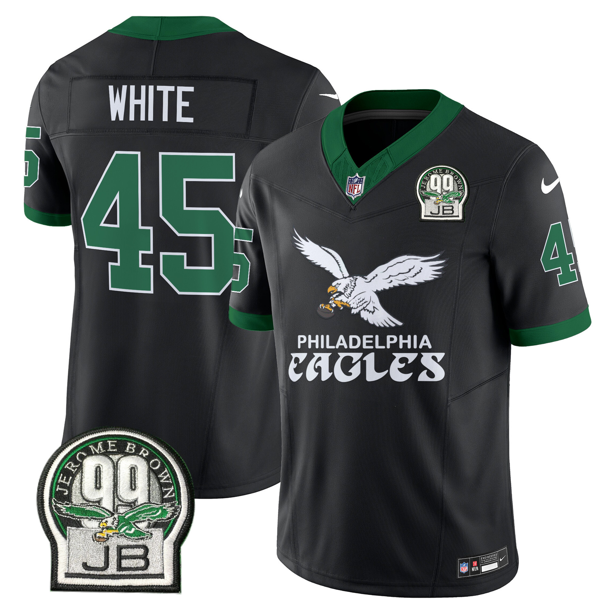 Men's Devin White Philadelphia Eagles Kelly Green Vapor Limited Black Jersey V5 - All Stitched