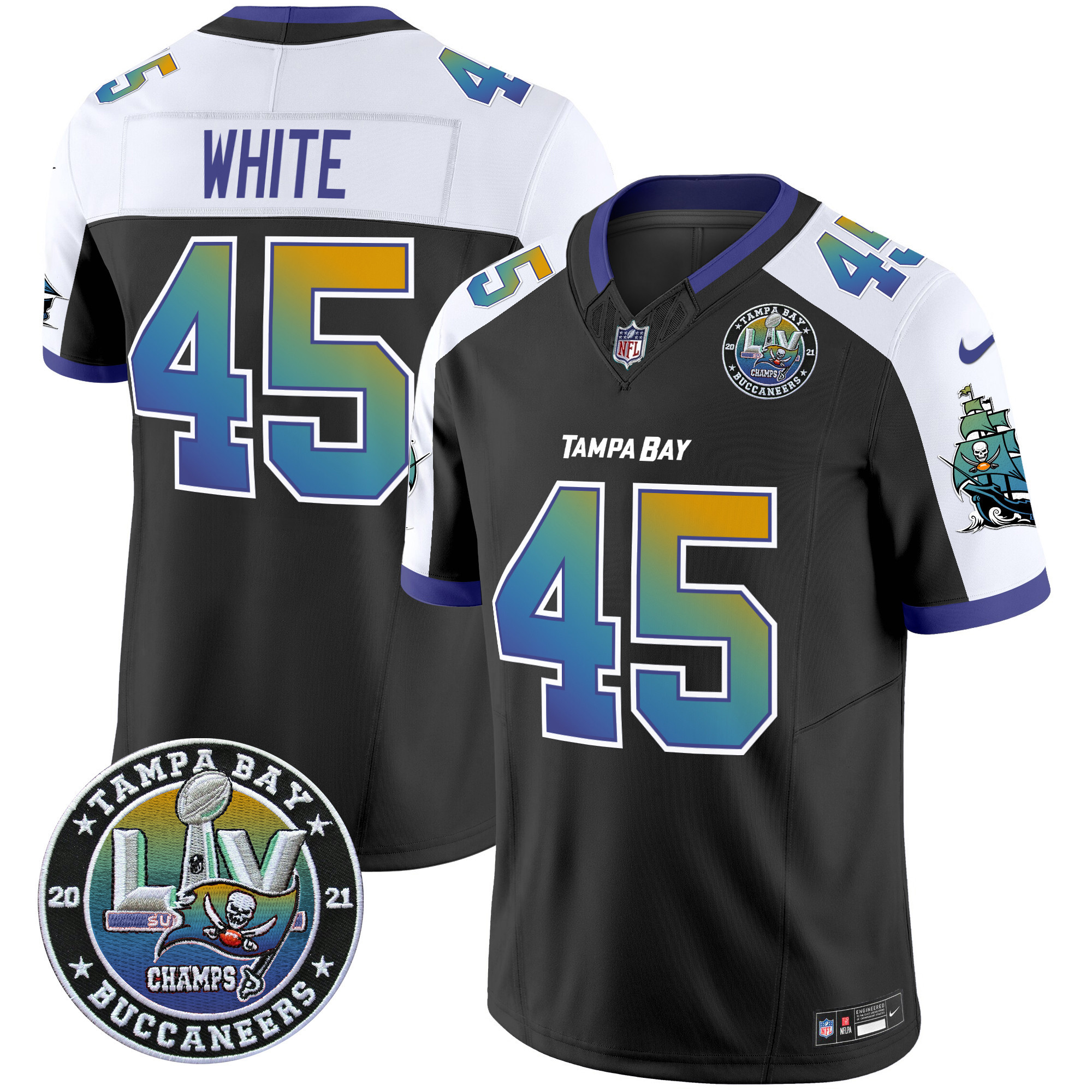 Men's Devin White Tampa Bay Buccaneers "Tampa City" Super Bowl LIV Patch Vapor Limited Alternate Jersey - All Stitched