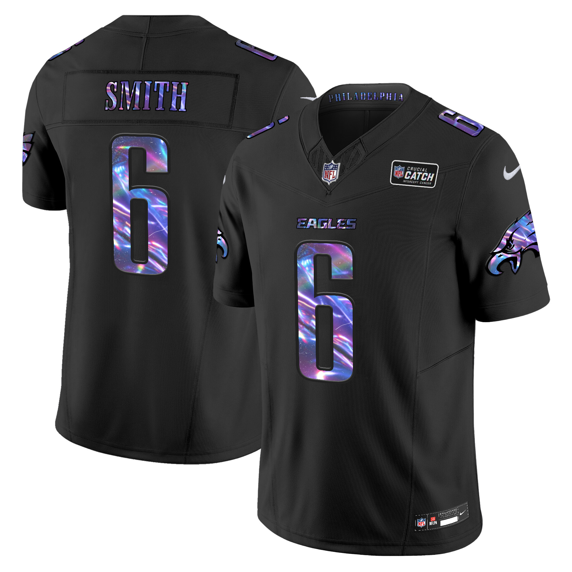 Men's DeVonta Smith Philadelphia Eagles 2024 Crucial Catch Vapor Limited Black Jersey - All Stitched