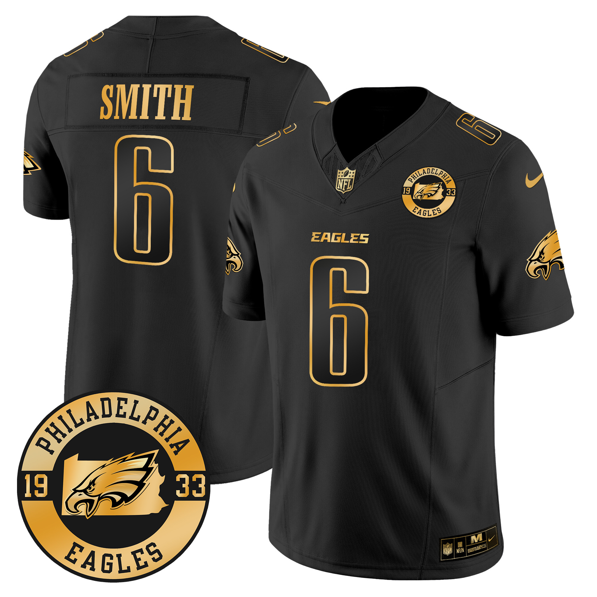 Men's DeVonta Smith Philadelphia Eagles 2024 Gold Vapor Limited Black Gold Jersey - All Stitched
