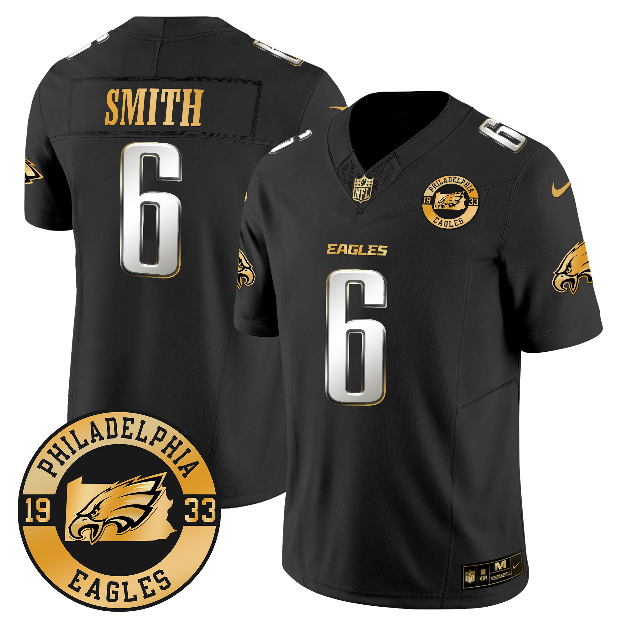 Men's DeVonta Smith Philadelphia Eagles 2024 Gold Vapor Limited Black Limited Jersey - All Stitched