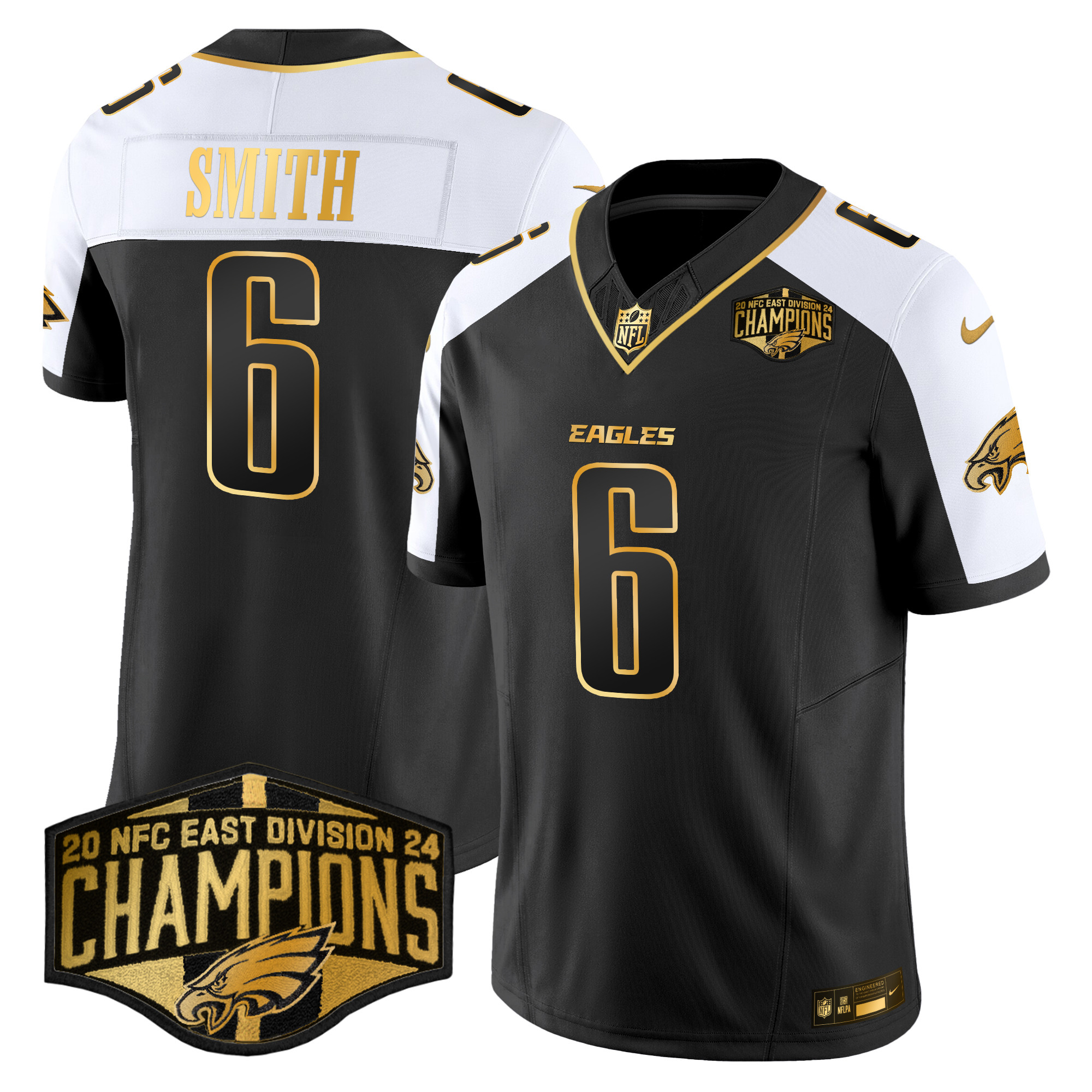 Men's DeVonta Smith Philadelphia Eagles 2024 NFC East Division Champions Gold Vapor Limited Alternate Jersey - All Stitched