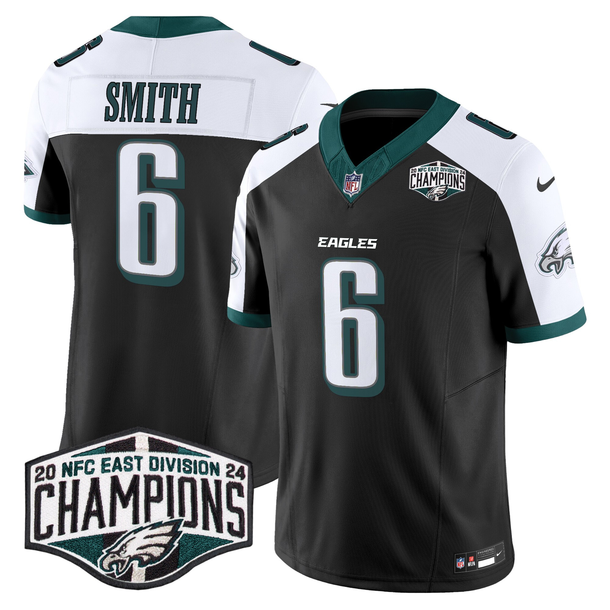 Men's DeVonta Smith Philadelphia Eagles 2024 NFC East Division Champions Vapor Limited Black Alternate Jersey - All Stitched