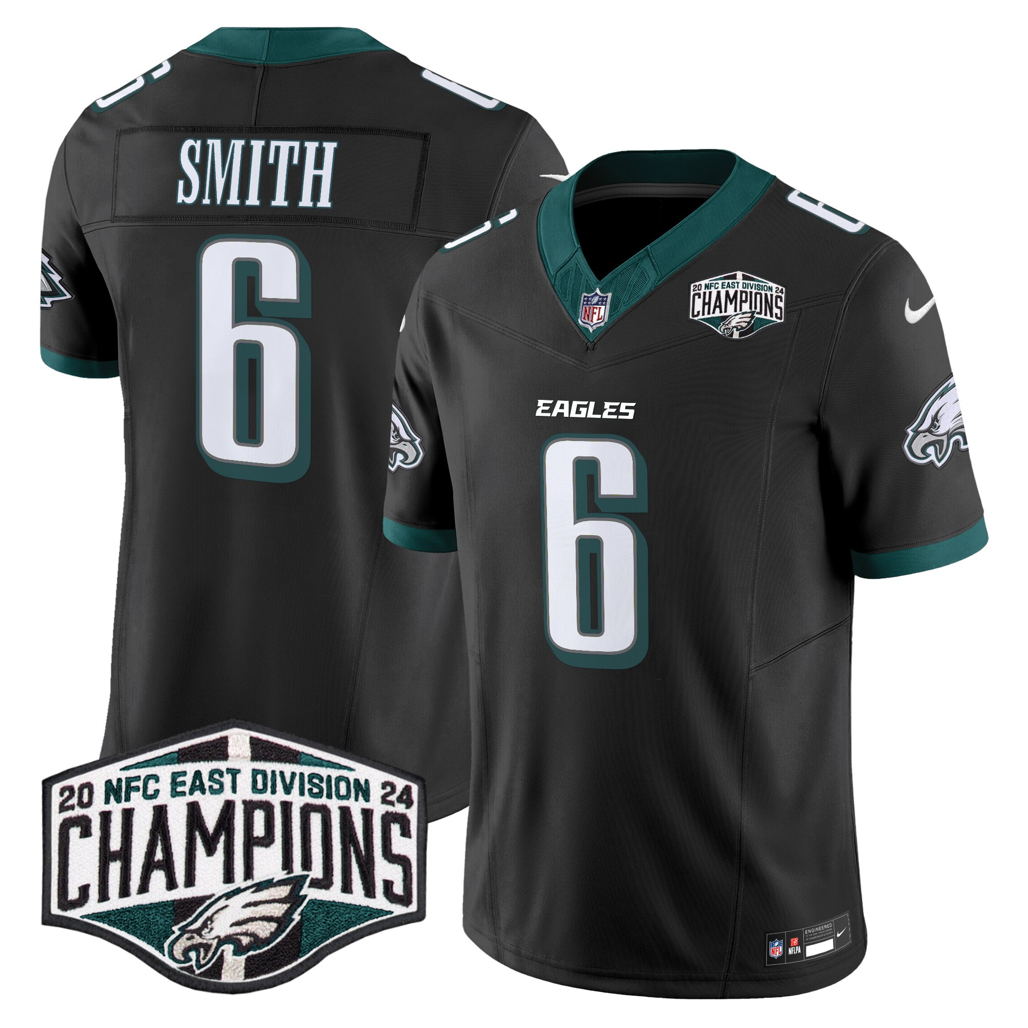 Men's DeVonta Smith Philadelphia Eagles 2024 NFC East Division Champions Vapor Limited Black Jersey - All Stitched