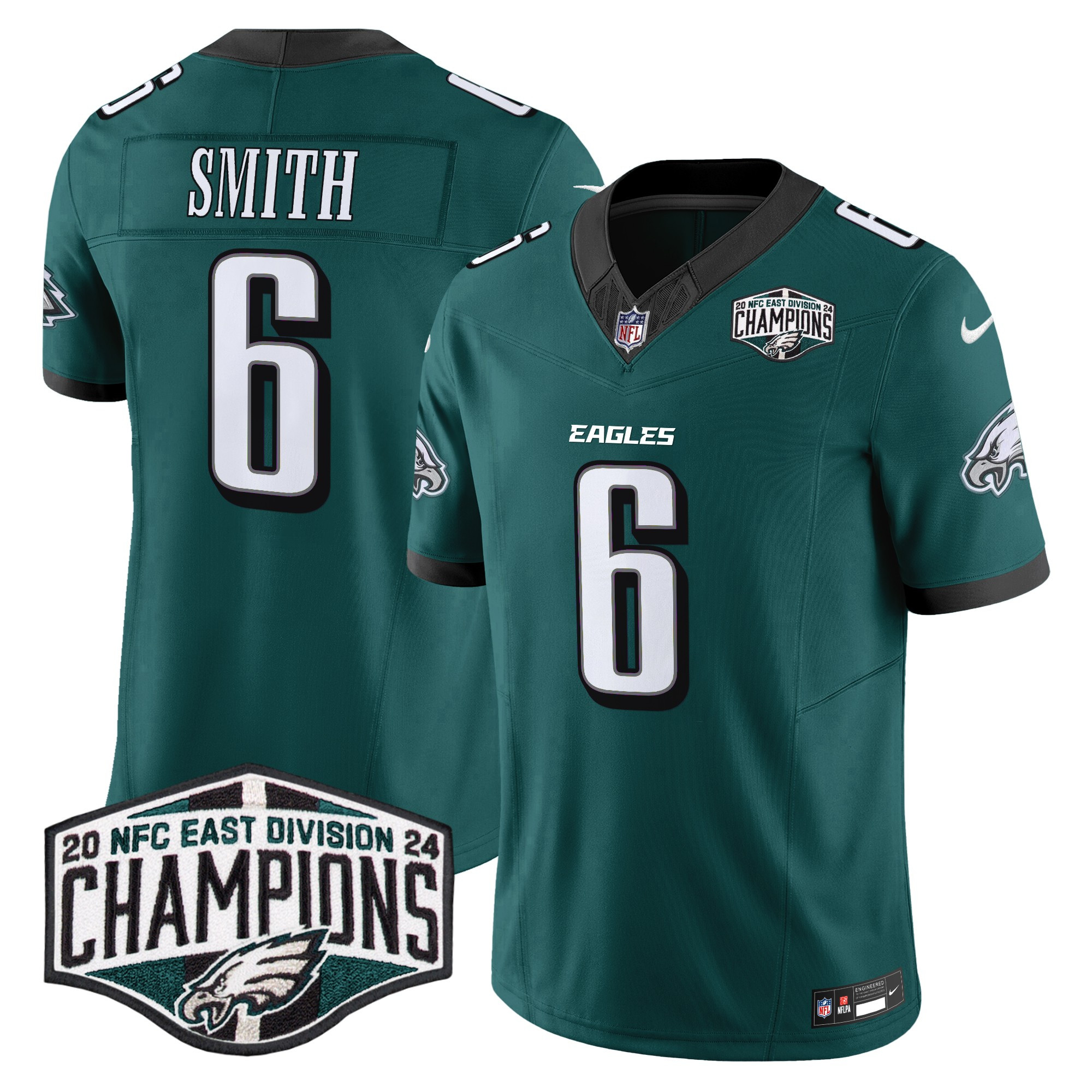 Men's DeVonta Smith Philadelphia Eagles 2024 NFC East Division Champions Vapor Limited Midnight Green Jersey - All Stitched