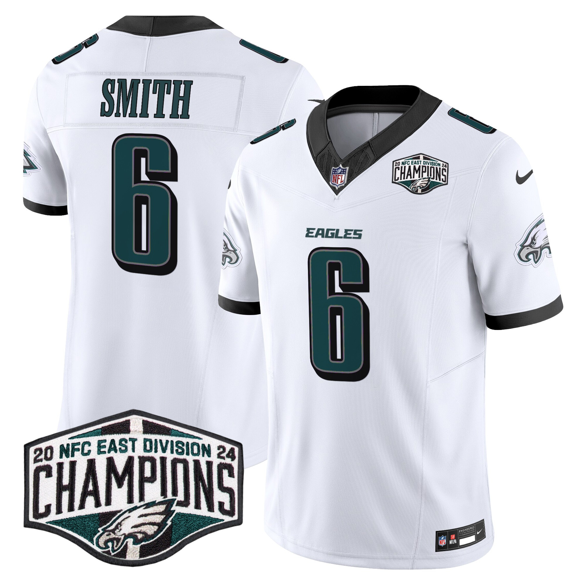 Men's DeVonta Smith Philadelphia Eagles 2024 NFC East Division Champions Vapor Limited White Jersey - All Stitched