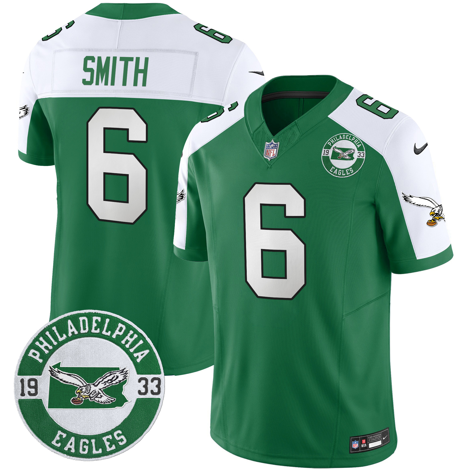 Men's DeVonta Smith Philadelphia Eagles 2024 Throwback Vapor Limited Kelly Alternate Jersey - All Stitched