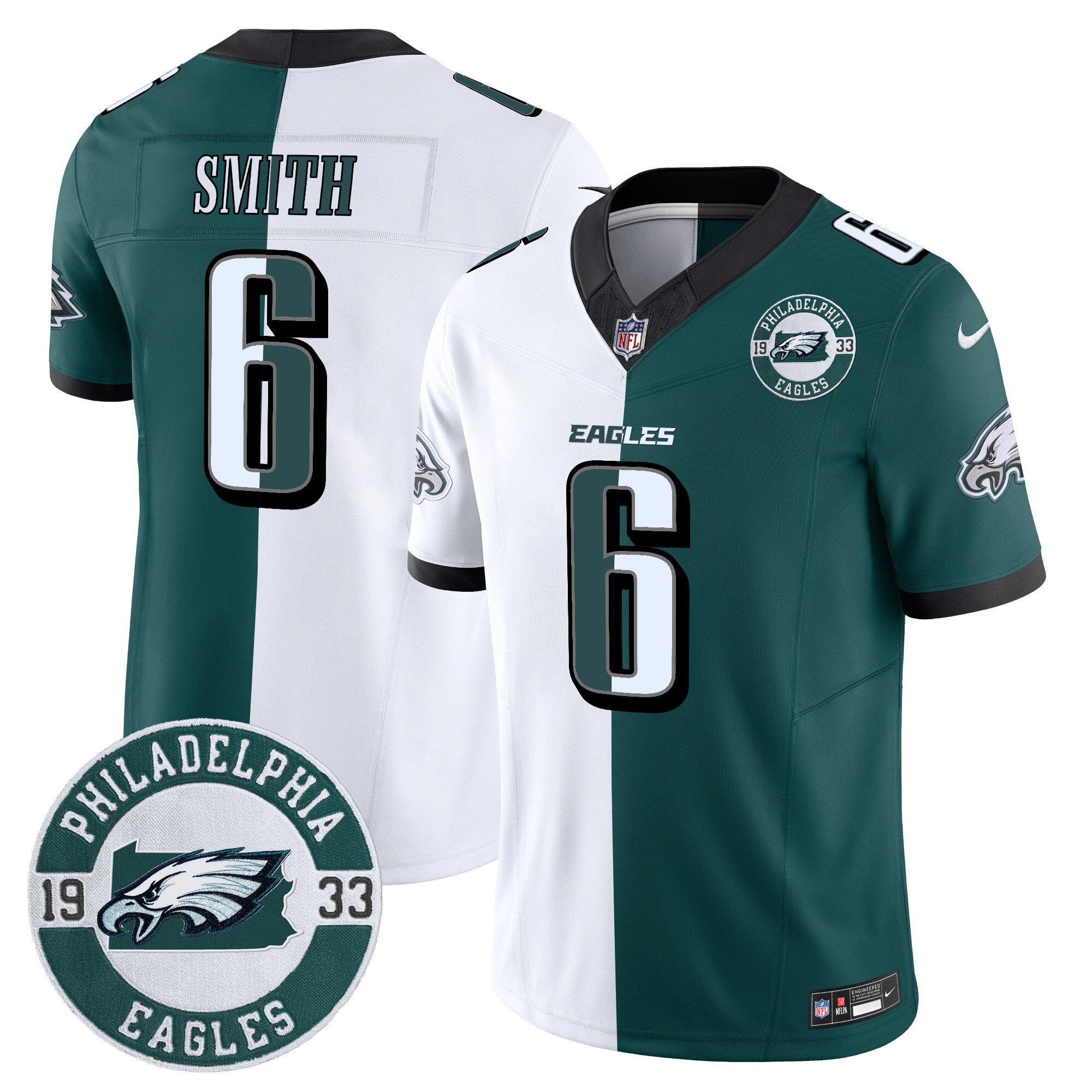 Men's DeVonta Smith Philadelphia Eagles 2024 Vapor Limited Split Jersey - All Stitched