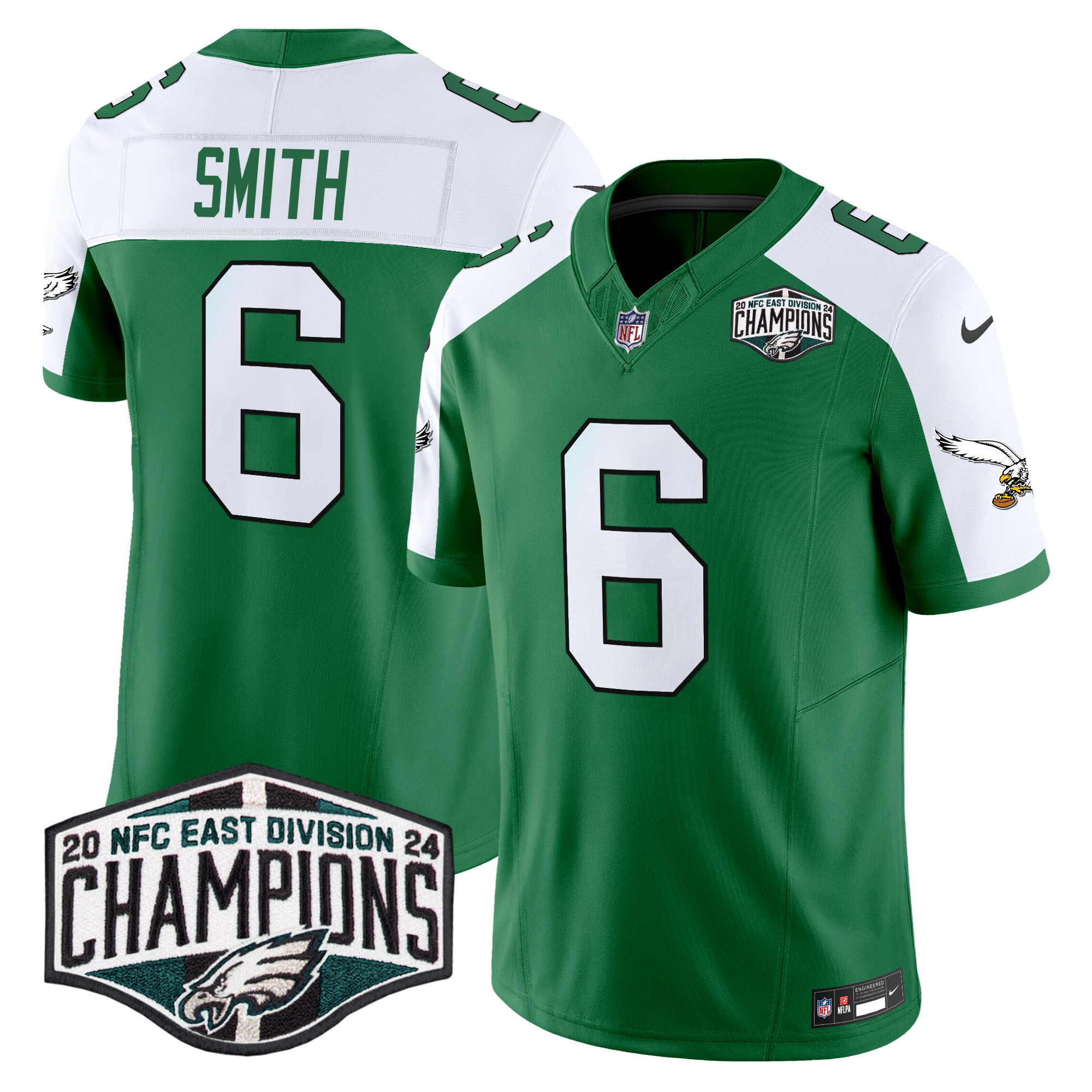 Men's DeVonta Smith Philadelphia Eagles Kelly Green 2024 NFC East Division Champions Vapor Limited Kelly Alternate Jersey - All Stitched