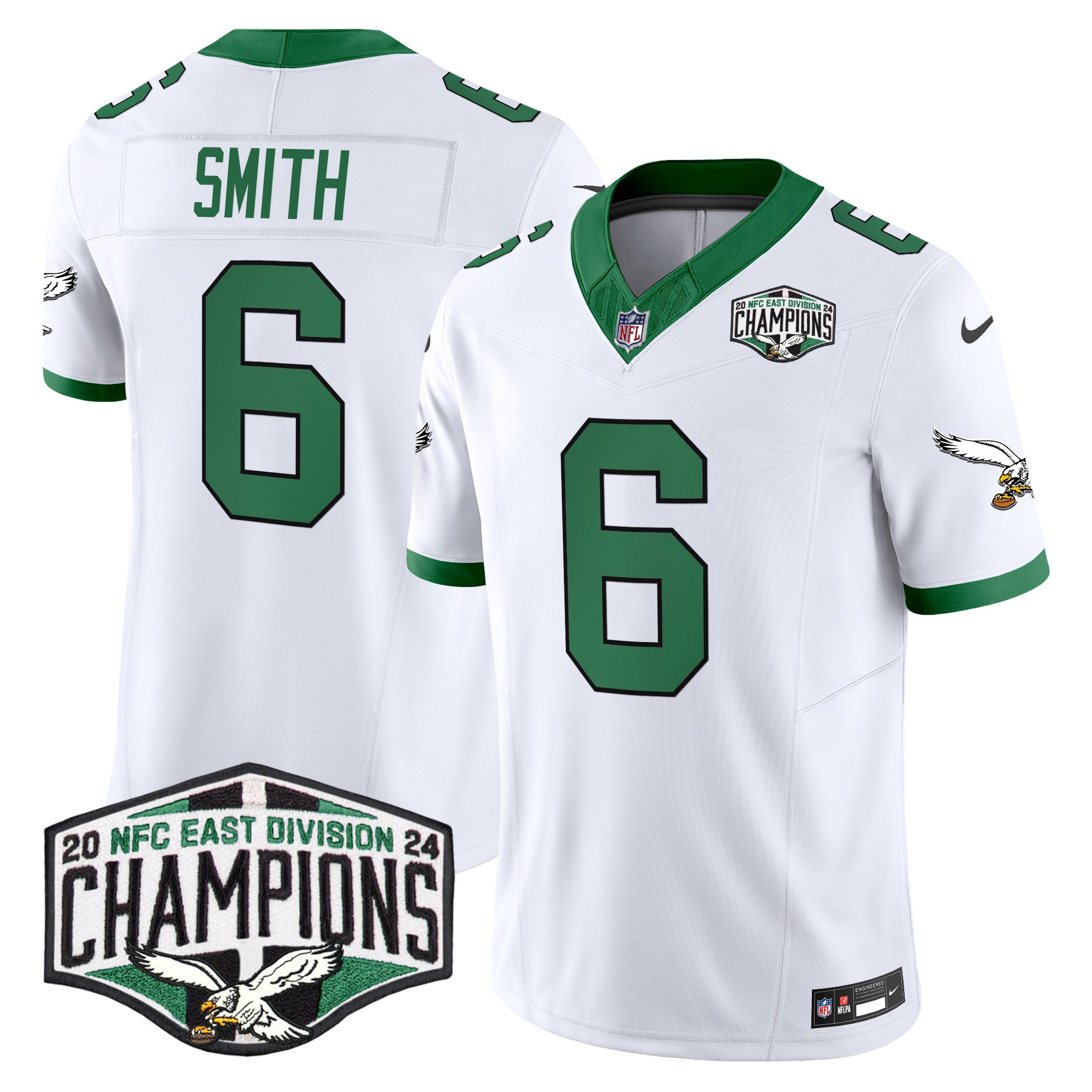 Men's DeVonta Smith Philadelphia Eagles Kelly Green 2024 NFC East Division Champions Vapor Limited Kelly White Jersey - All Stitched