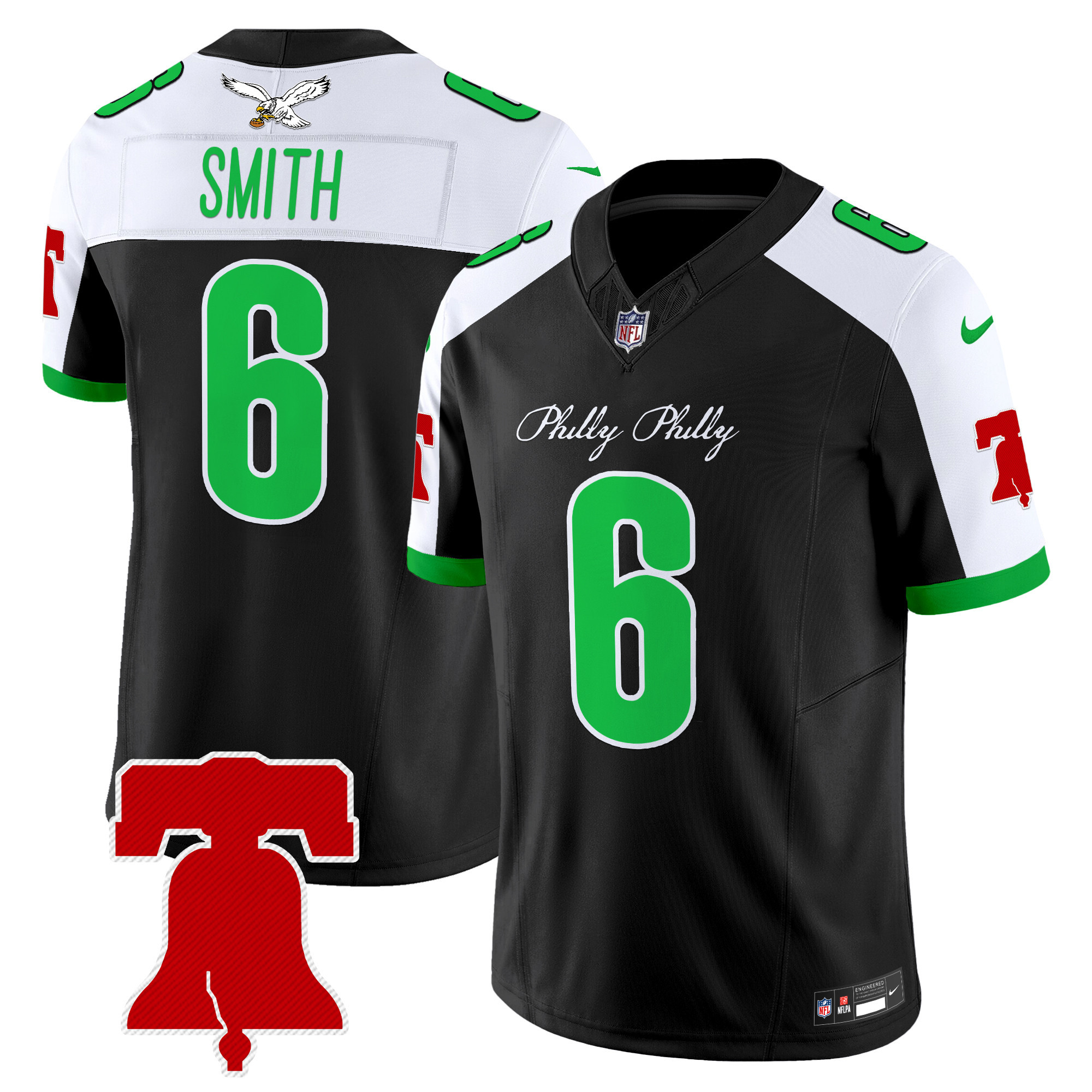 Men's DeVonta Smith Philadelphia Eagles Philly Phanatic Style Vapor Limited Black Alternate Jersey - All Stitched