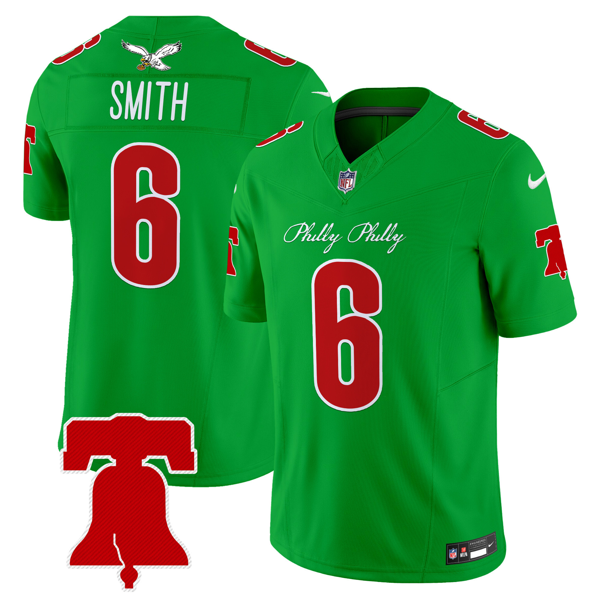 Men's DeVonta Smith Philadelphia Eagles Philly Phanatic Style Vapor Limited Kelly Green Jersey - All Stitched