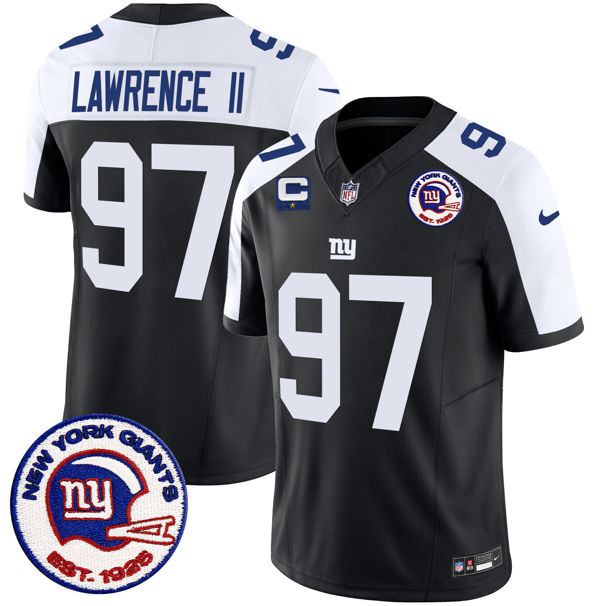 Men's Dexter Lawrence II San Francisco Giants Est 1925 Patch Vapor Limited Black Alternate Jersey - All Stitched