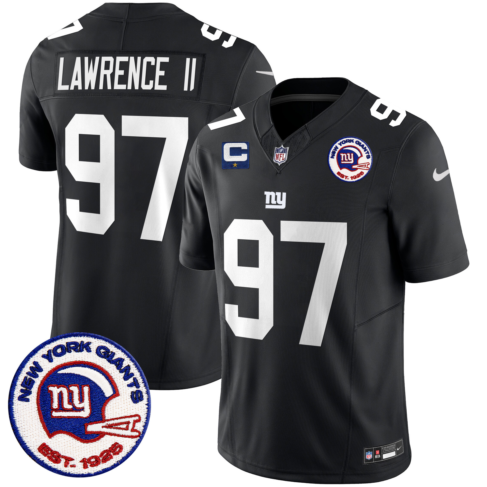 Men's Dexter Lawrence II San Francisco Giants Est 1925 Patch Vapor Limited Black Jersey - All Stitched