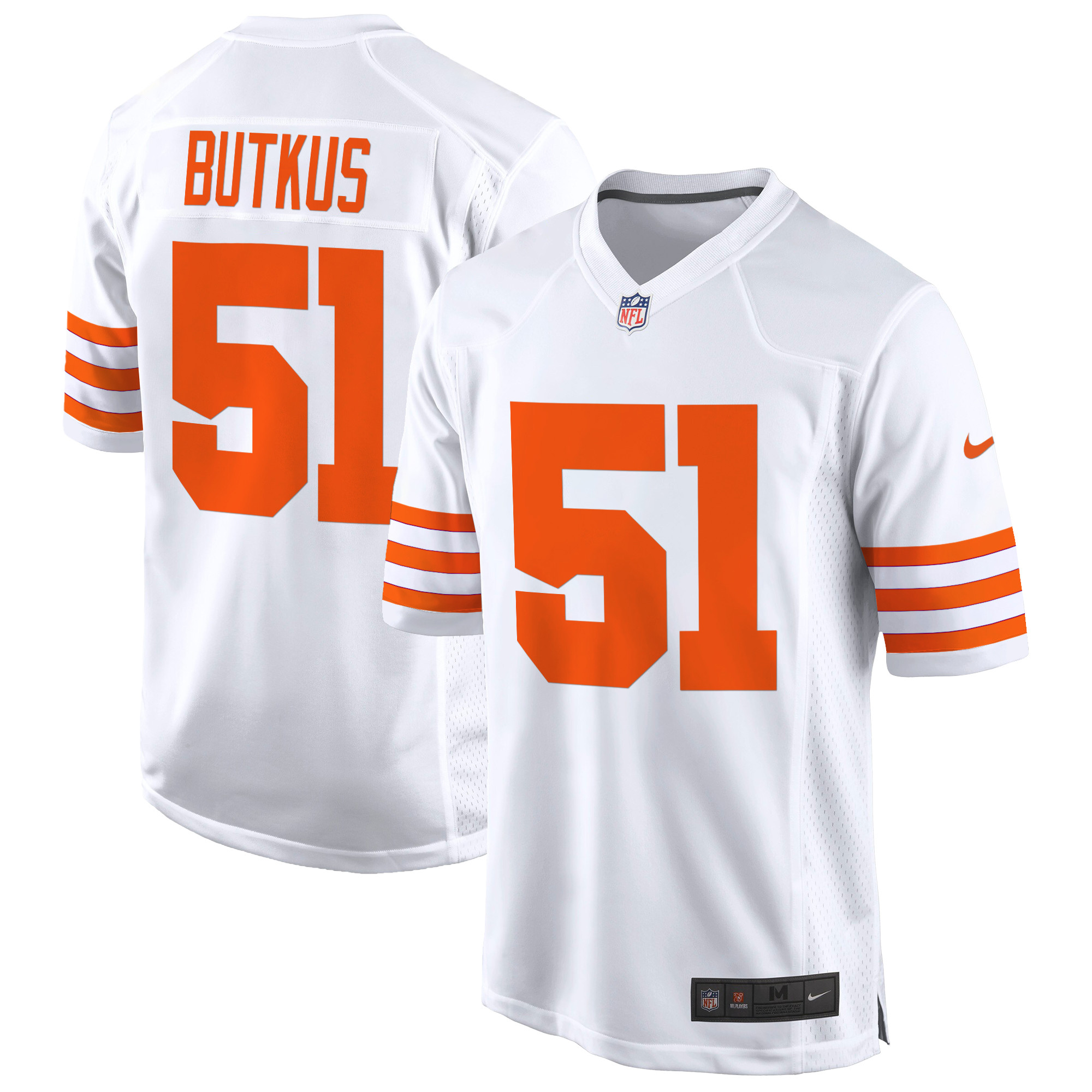 Men's Dick Butkus Chicago Bears Throwback Game White Jersey - All Stitched