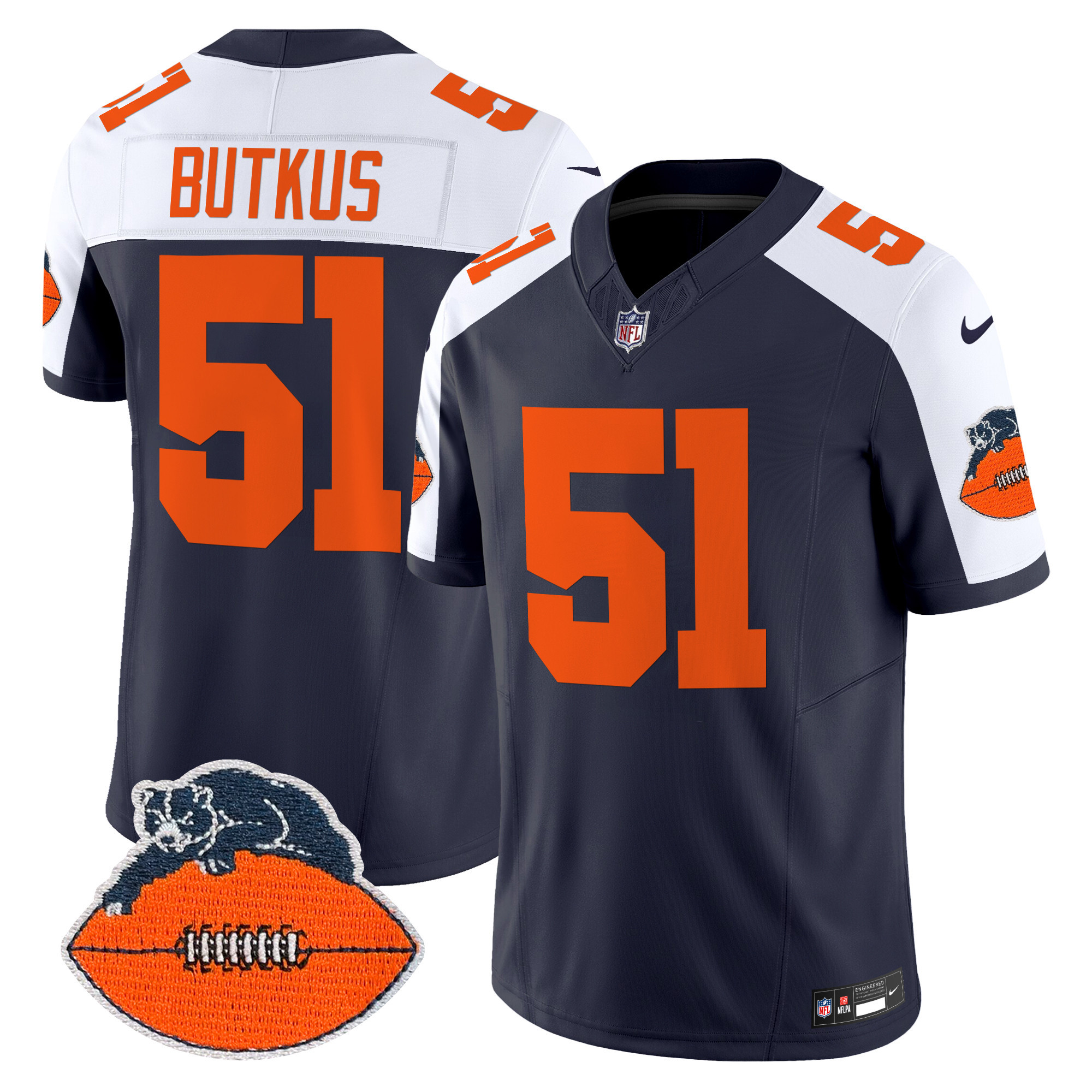 Men's Dick Butkus Chicago Bears Throwback Vapor Limited Navy Alternate Jersey - All Stitched