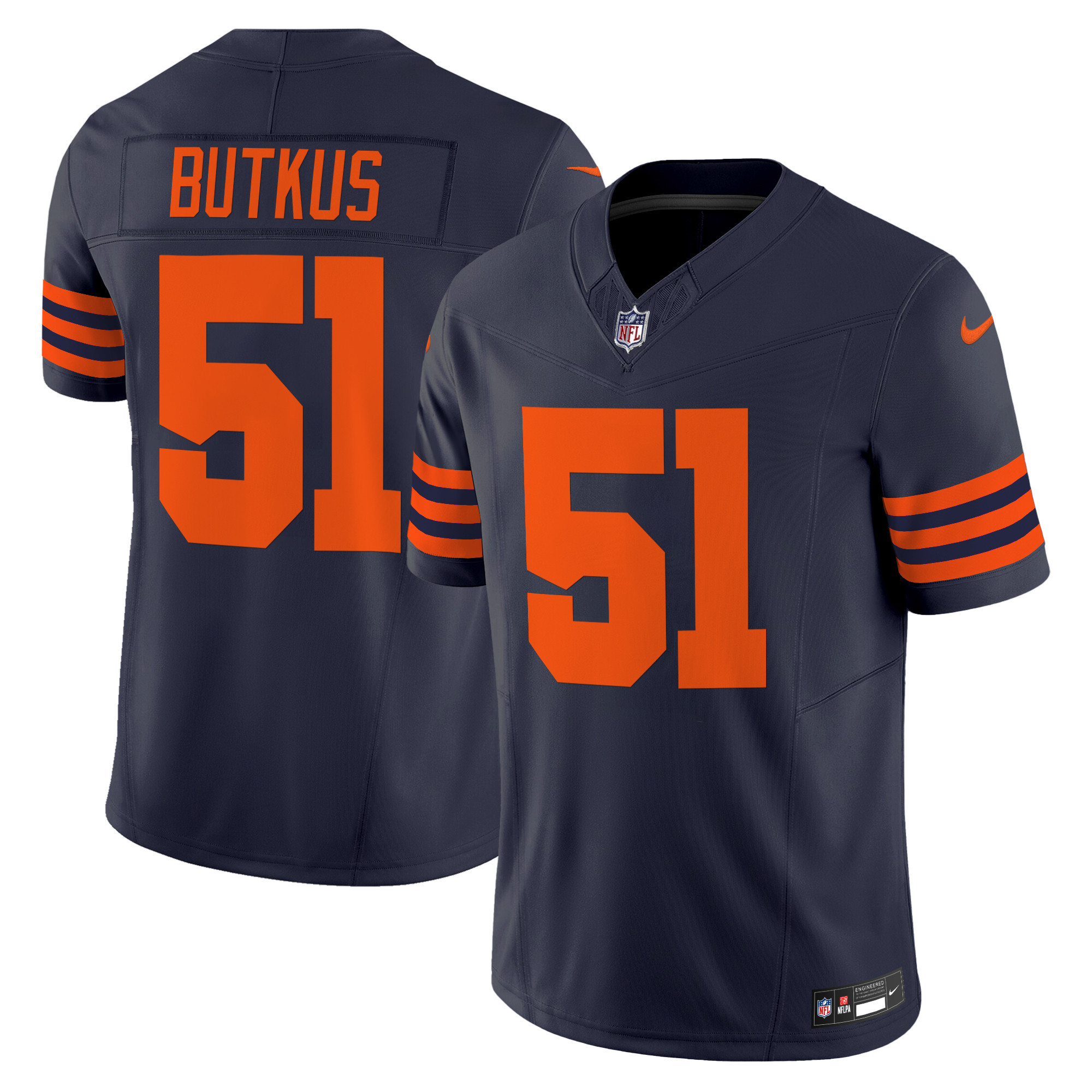 Men's Dick Butkus Chicago Bears Throwback Vapor Limited Navy Jersey - All Stitched
