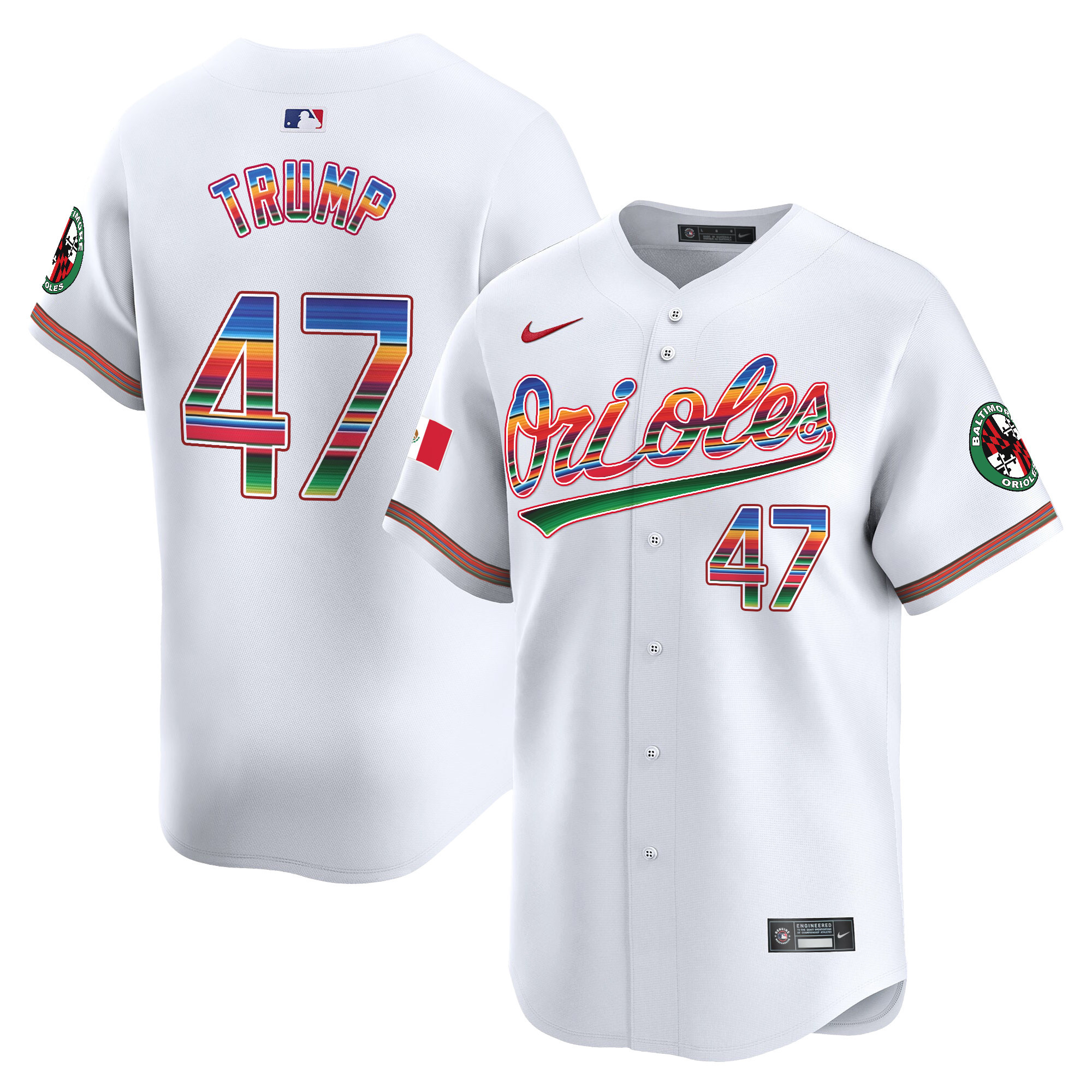 Men's Donald Trump Baltimore Orioles Mexico Vapor Premier Limited White Jersey - All Stitched