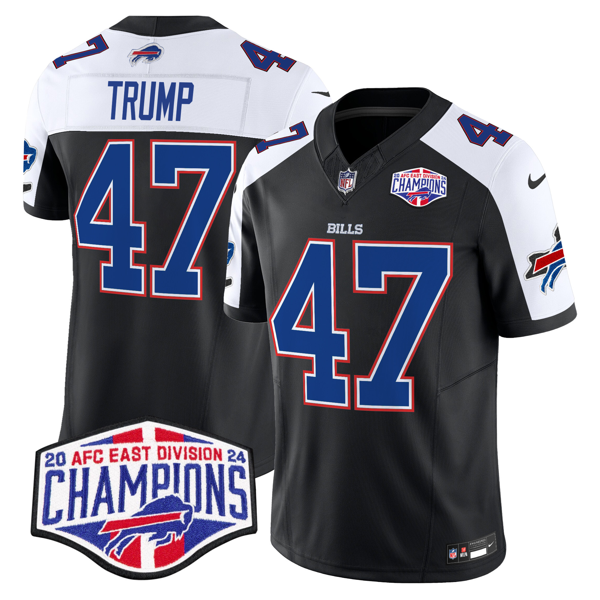 Men's Donald Trump Buffalo Bills 2024 AFC East Division Champions Vapor Limited Black Alternate Jersey - All Stitched