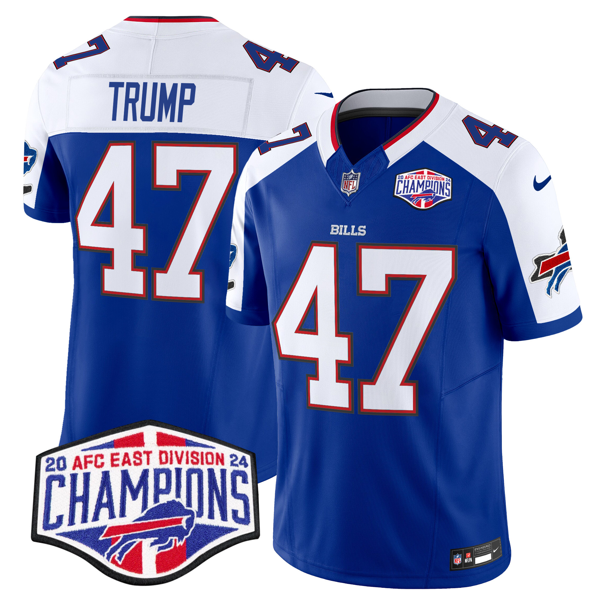 Men's Donald Trump Buffalo Bills 2024 AFC East Division Champions Vapor Limited Royal Alternate Jersey - All Stitched