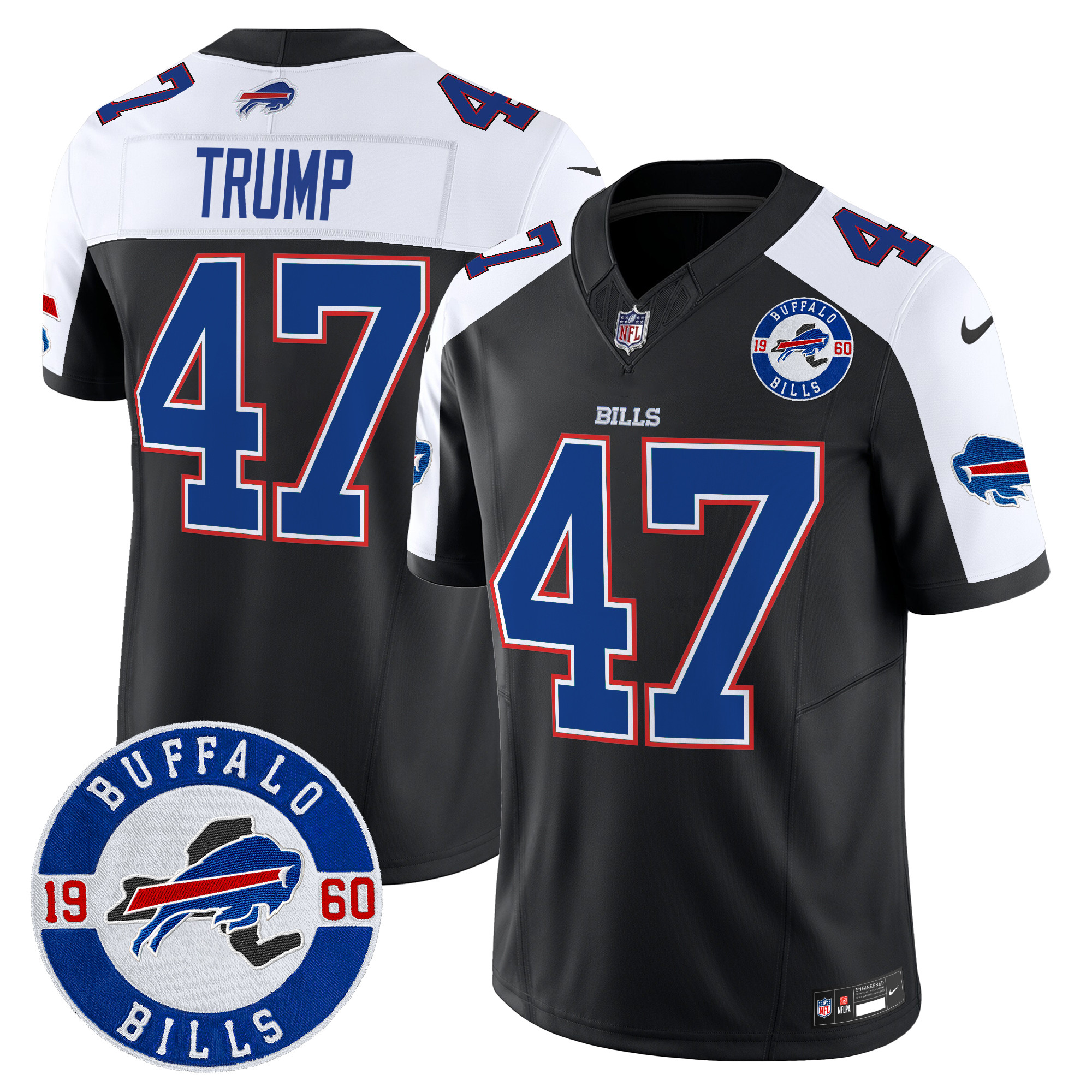 Men's Donald Trump Buffalo Bills 2024 Vapor Limited Black Alternate Jersey - All Stitched