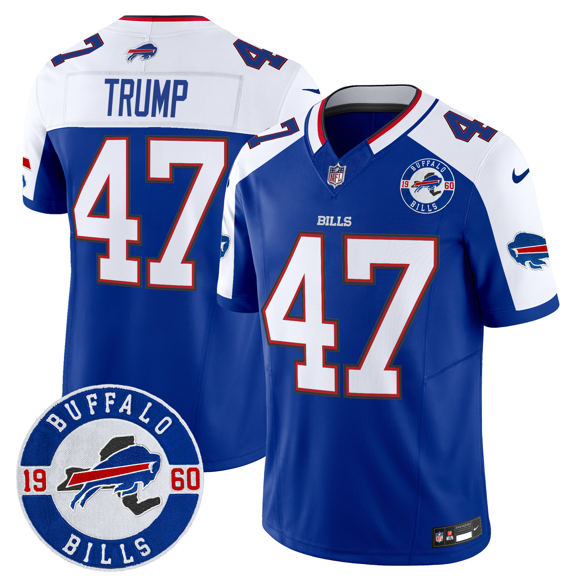 Men's Donald Trump Buffalo Bills 2024 Vapor Limited Royal Alternate Jersey - All Stitched
