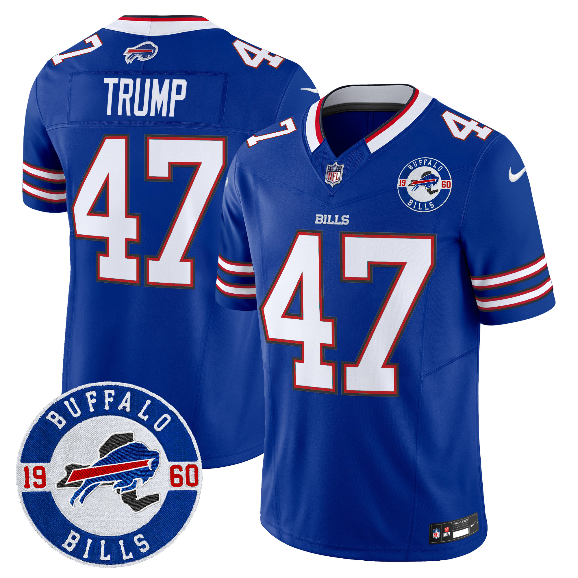 Men's Donald Trump Buffalo Bills 2024 Vapor Limited Royal Jersey - All Stitched
