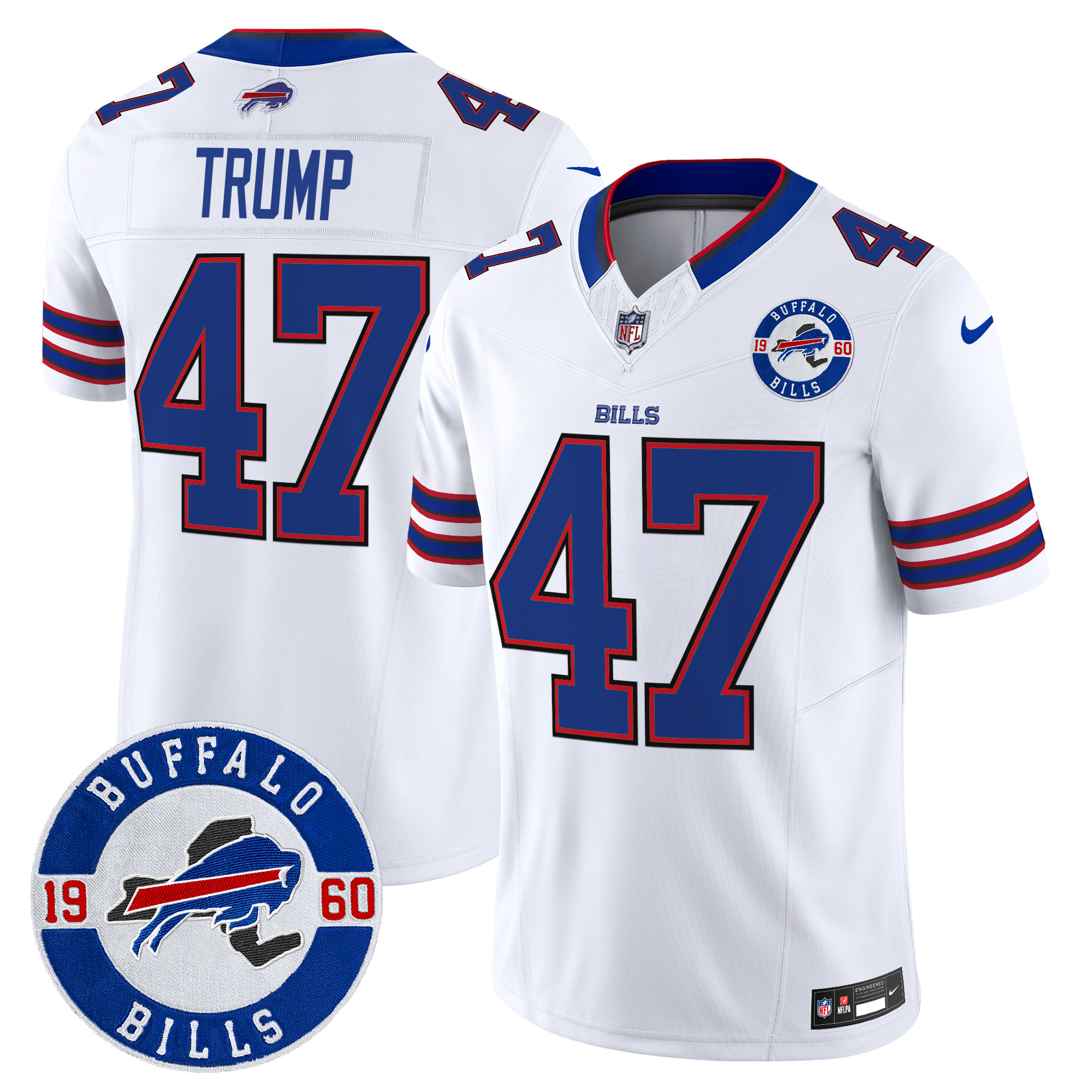 Men's Donald Trump Buffalo Bills 2024 Vapor Limited White Jersey - All Stitched