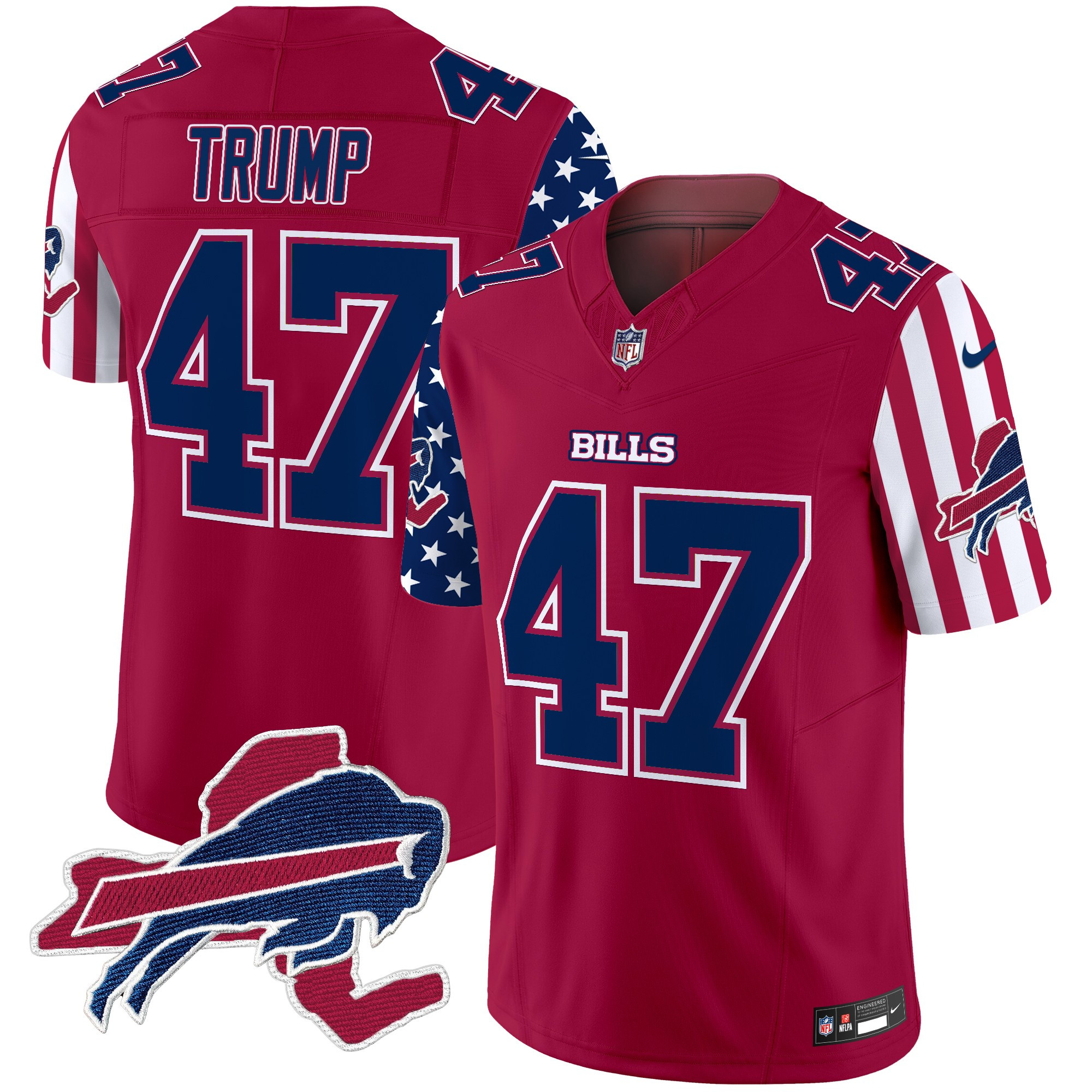 Men's Donald Trump Buffalo Bills American Style Vapor Limited Red Jersey - All Stitched