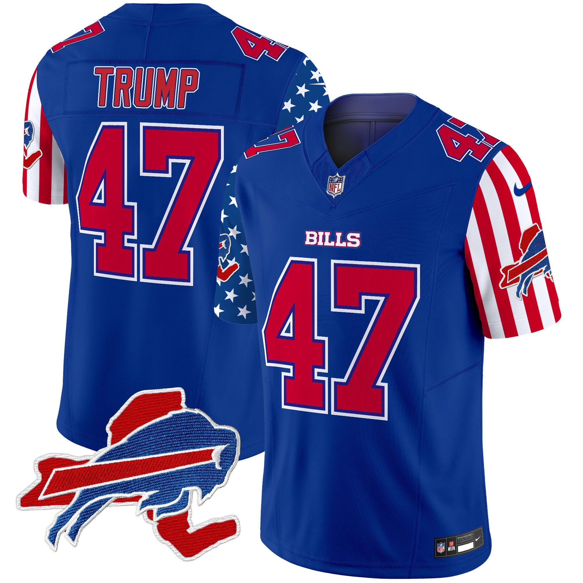 Men's Donald Trump Buffalo Bills American Style Vapor Limited Royal Jersey - All Stitched