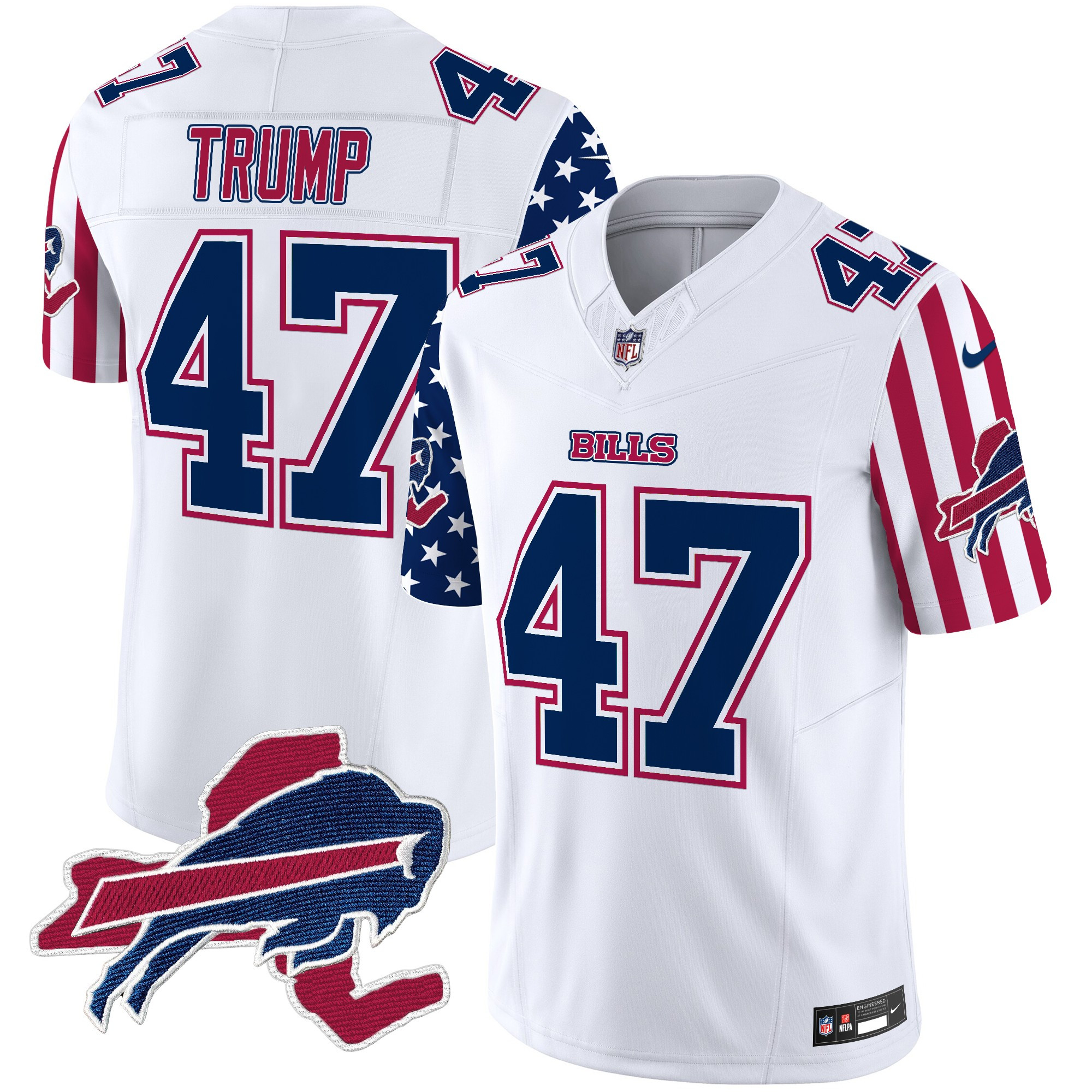 Men's Donald Trump Buffalo Bills American Style Vapor Limited White Jersey - All Stitched
