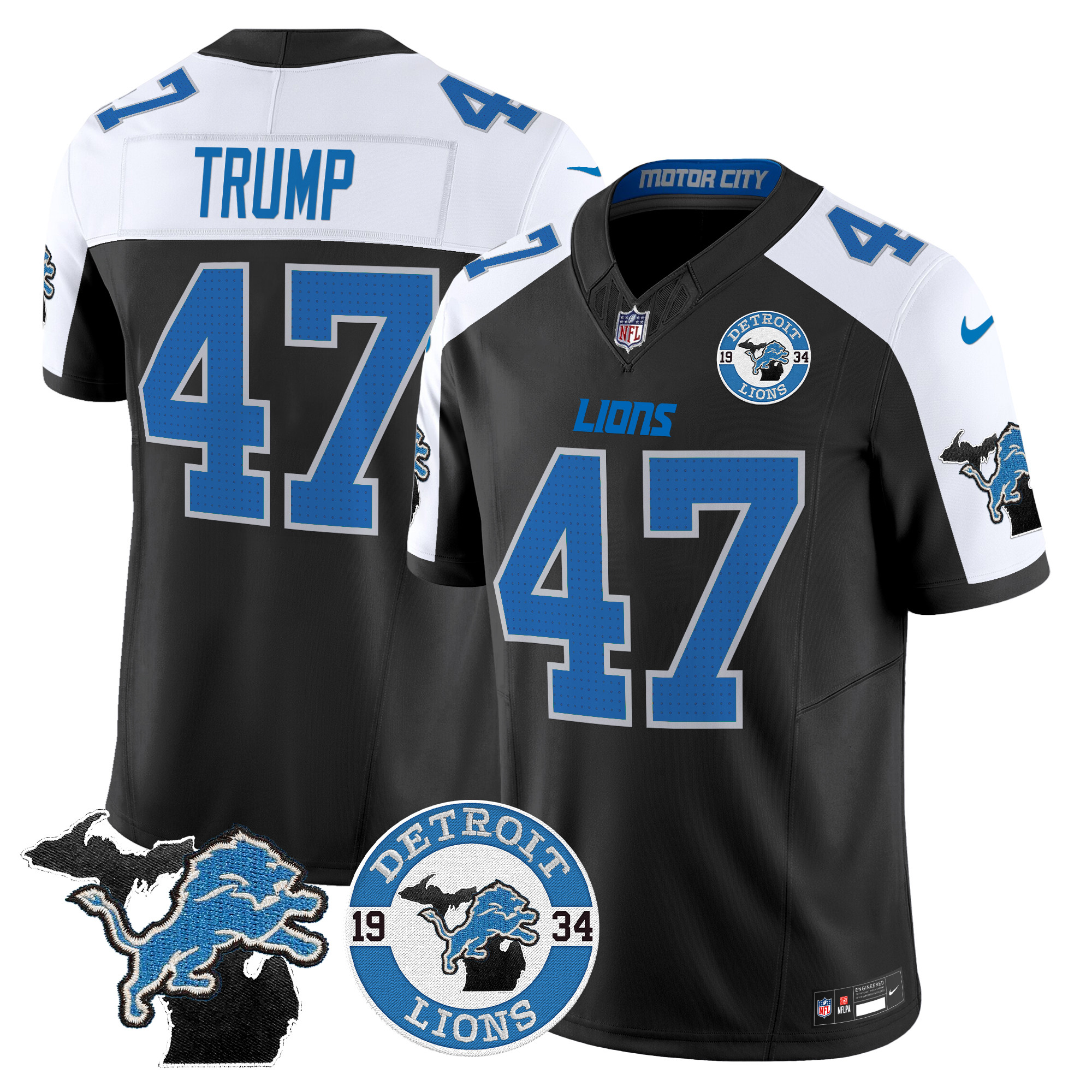 Men's Donald Trump Detroit Lions 2024 Vapor Limited Alternate Jersey - All Stitched