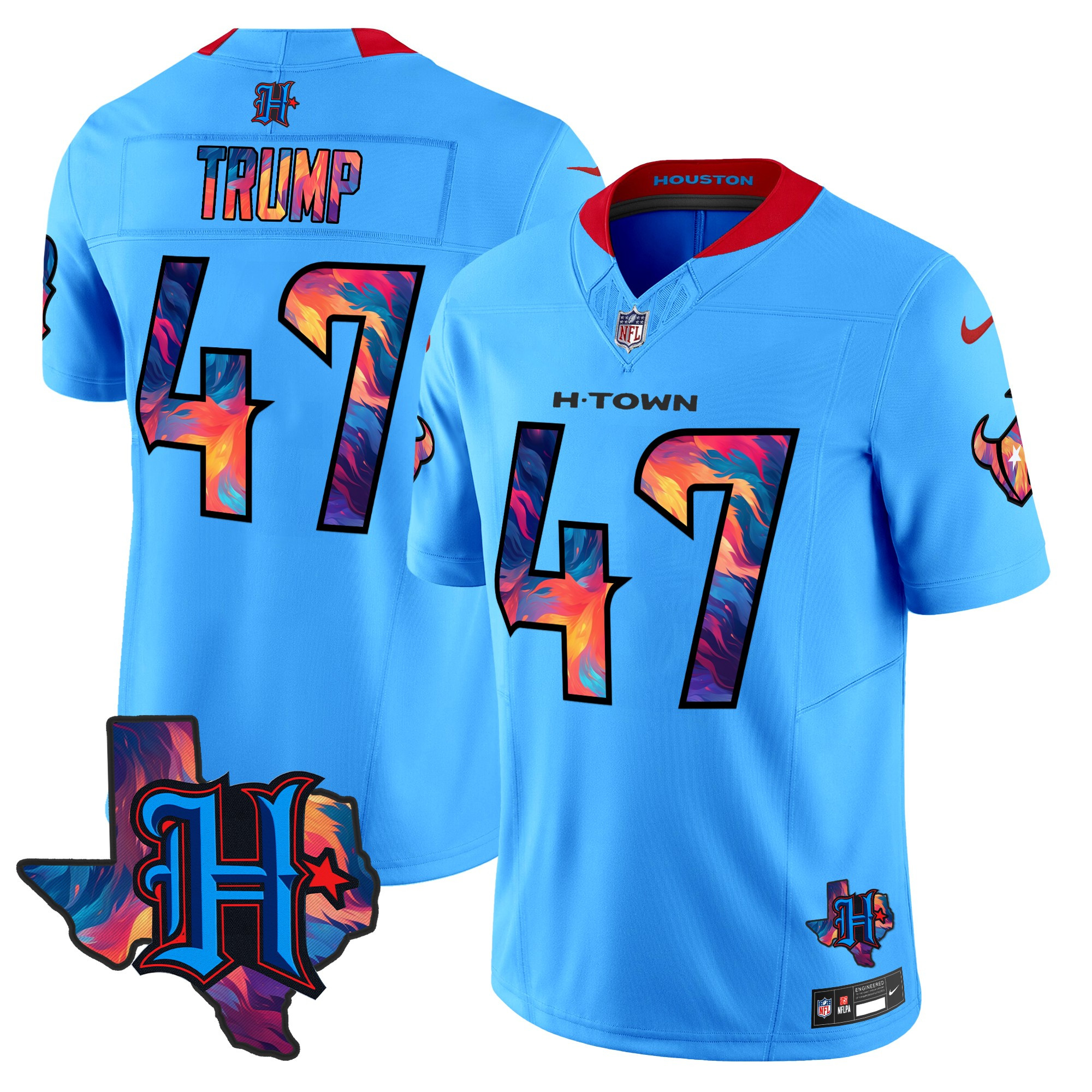 Men's Donald Trump Houston Texans 2024 Special Vapor Limited Blue Jersey - All Stitched
